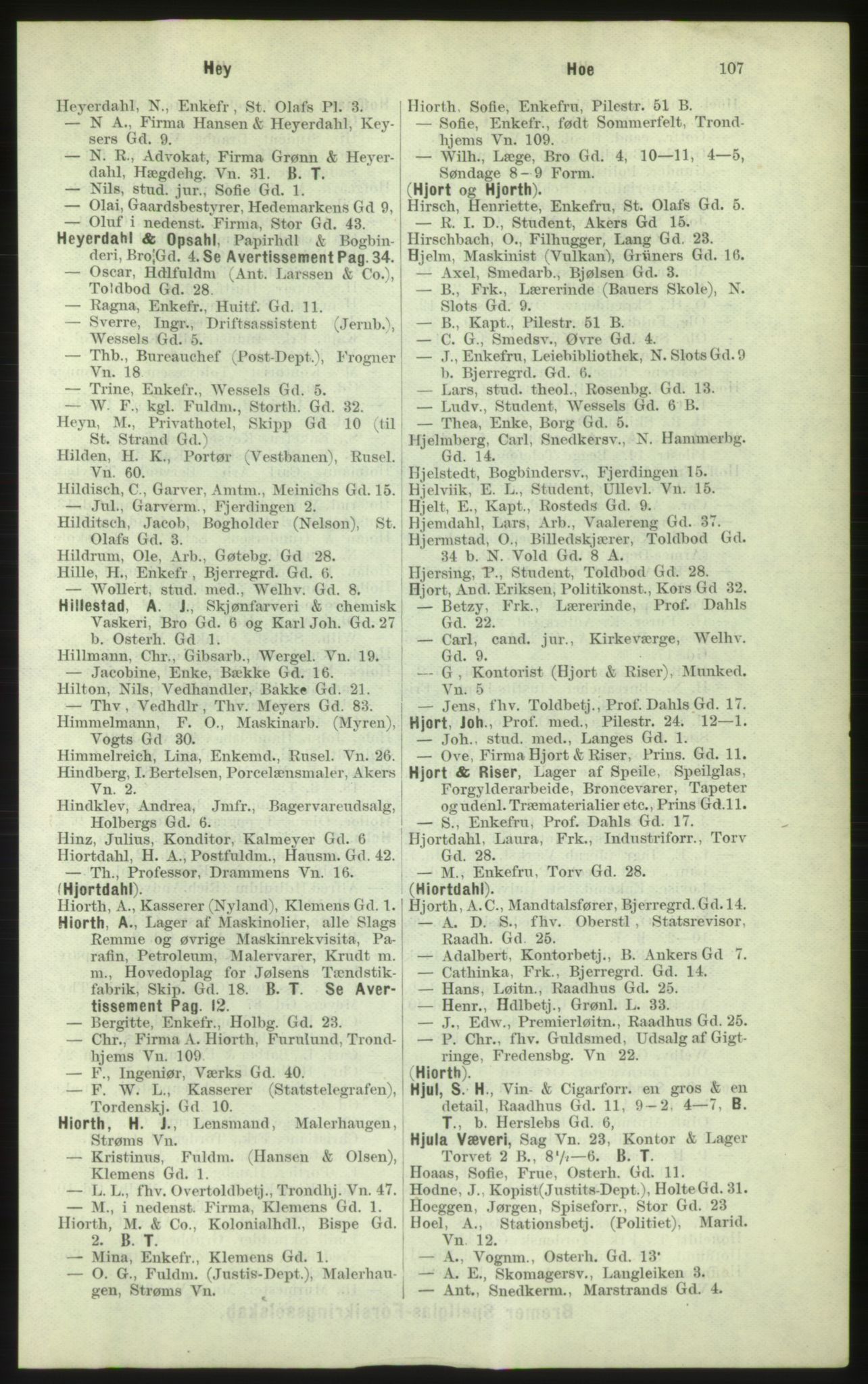 Kristiania/Oslo adressebok, PUBL/-, 1884, s. 107