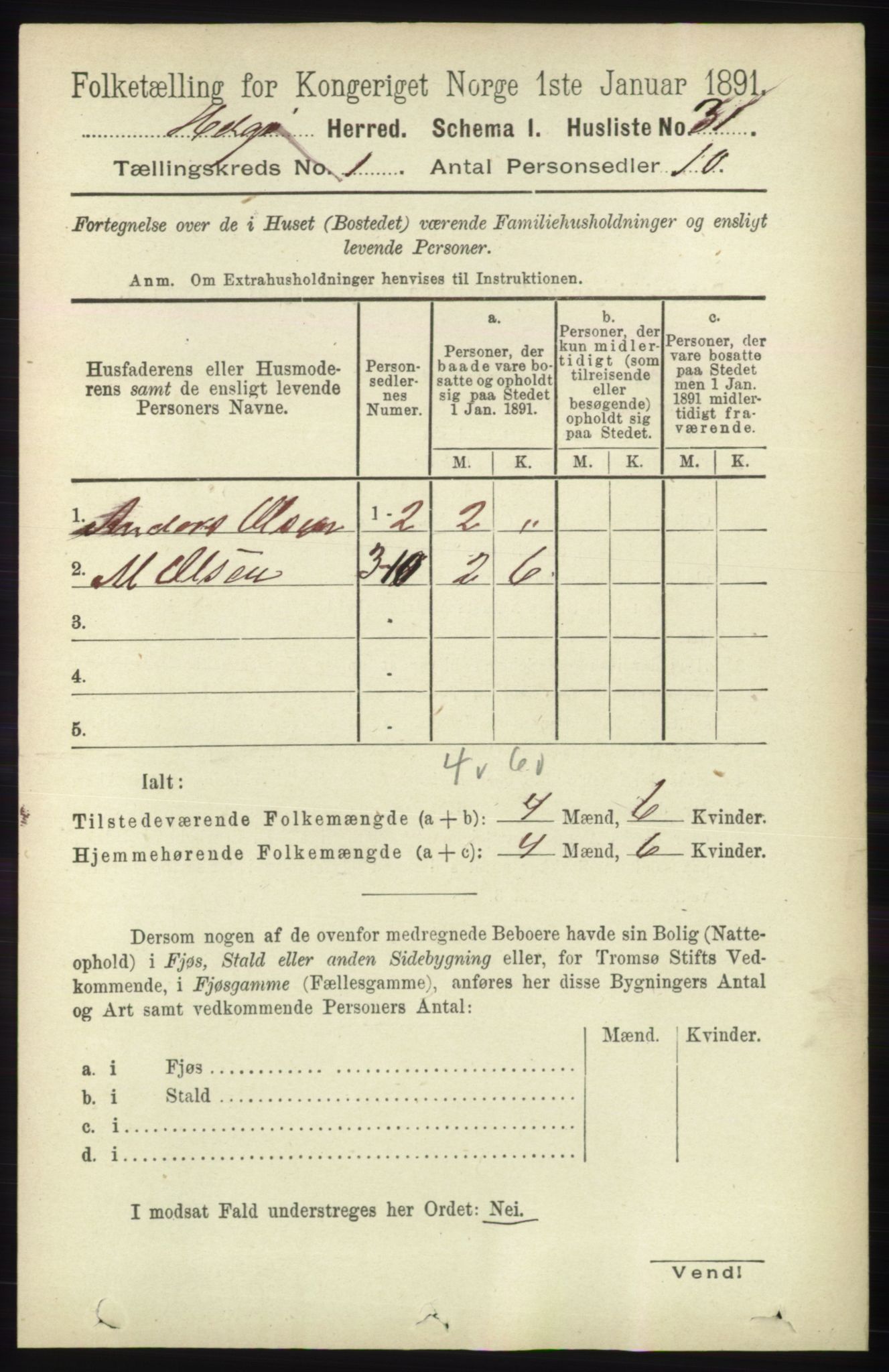 RA, Folketelling 1891 for 1935 Helgøy herred, 1891, s. 44