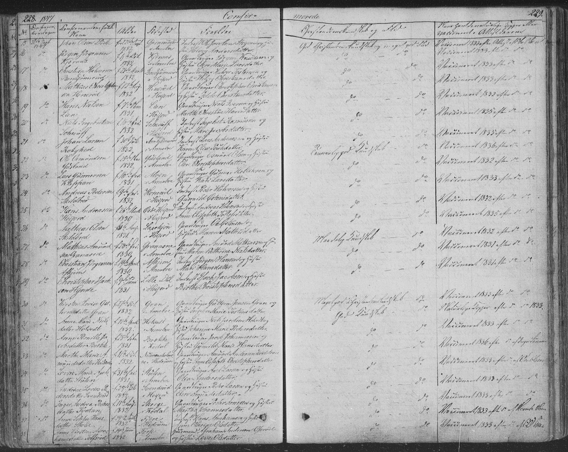 Andebu kirkebøker, AV/SAKO-A-336/F/Fa/L0004: Ministerialbok nr. I 4, 1829-1856, s. 228-229