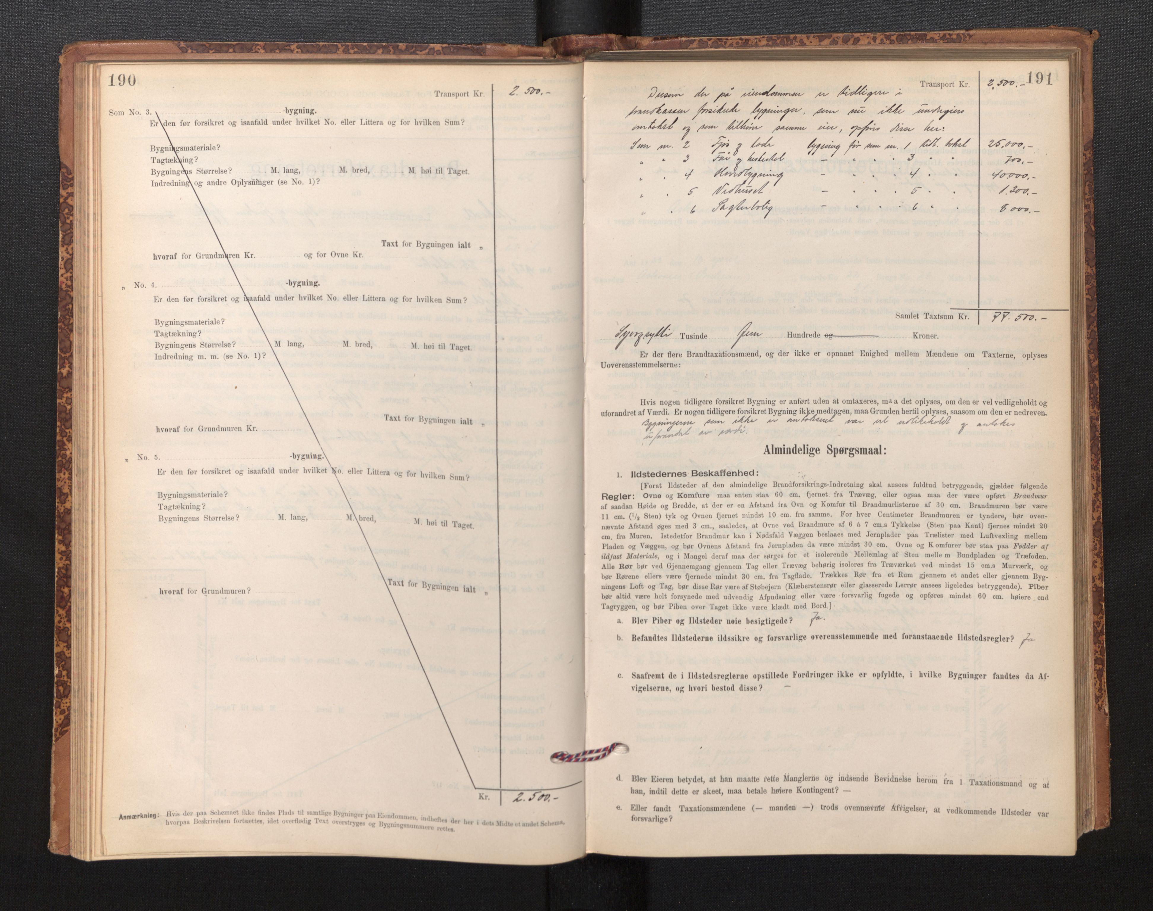 Lensmannen i Askvoll, SAB/A-26301/0012/L0004: Branntakstprotokoll, skjematakst og liste over branntakstmenn, 1895-1932, s. 190-191