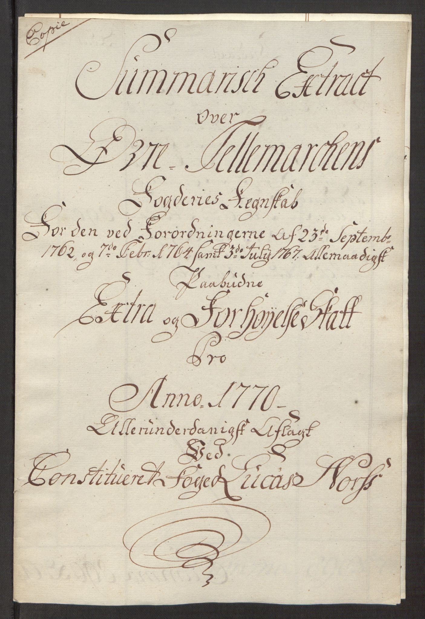 Rentekammeret inntil 1814, Reviderte regnskaper, Fogderegnskap, RA/EA-4092/R38/L2293: Ekstraskatten Øvre Telemark, 1762-1770, s. 420