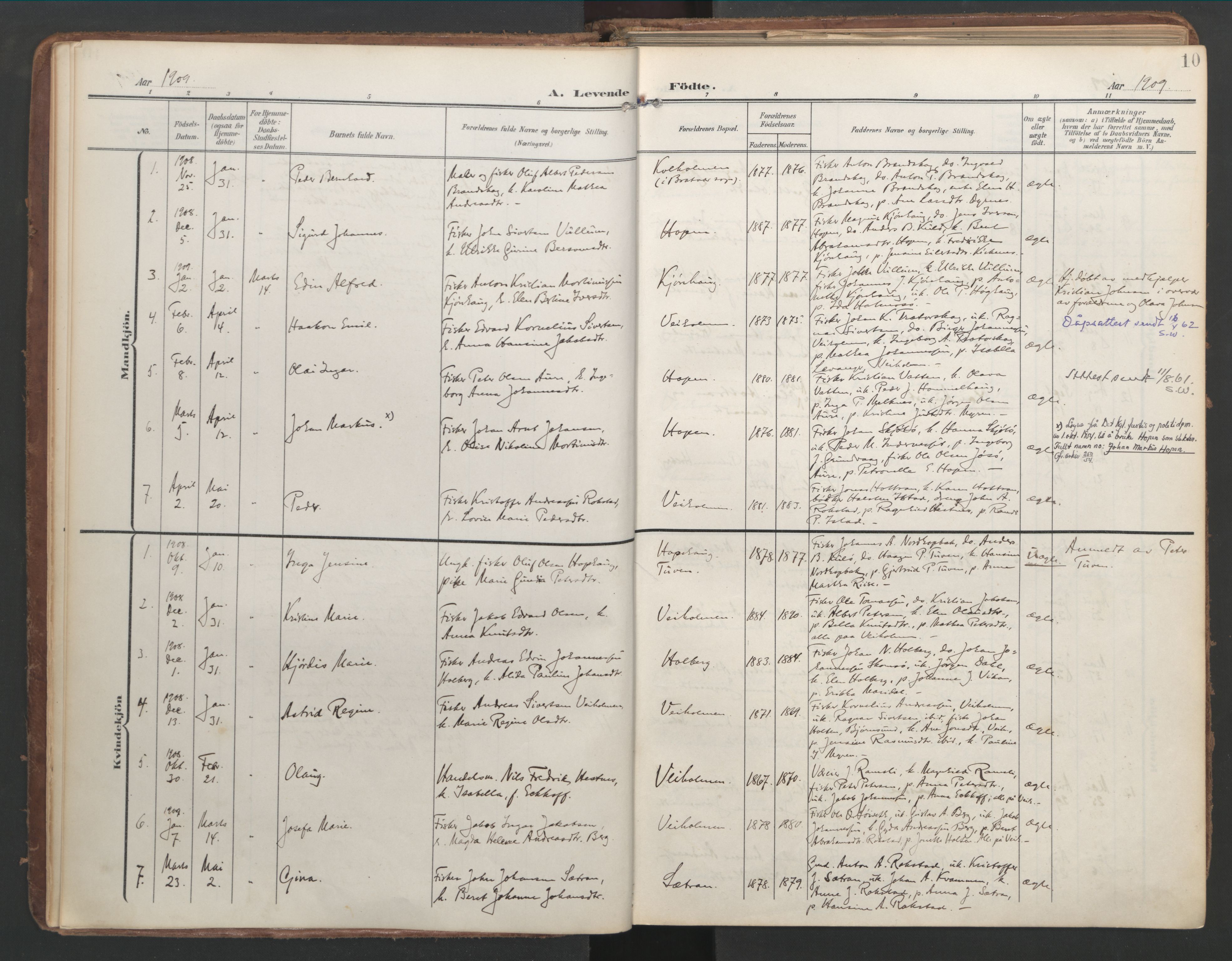 Ministerialprotokoller, klokkerbøker og fødselsregistre - Møre og Romsdal, AV/SAT-A-1454/583/L0955: Ministerialbok nr. 583A02, 1907-1926, s. 10