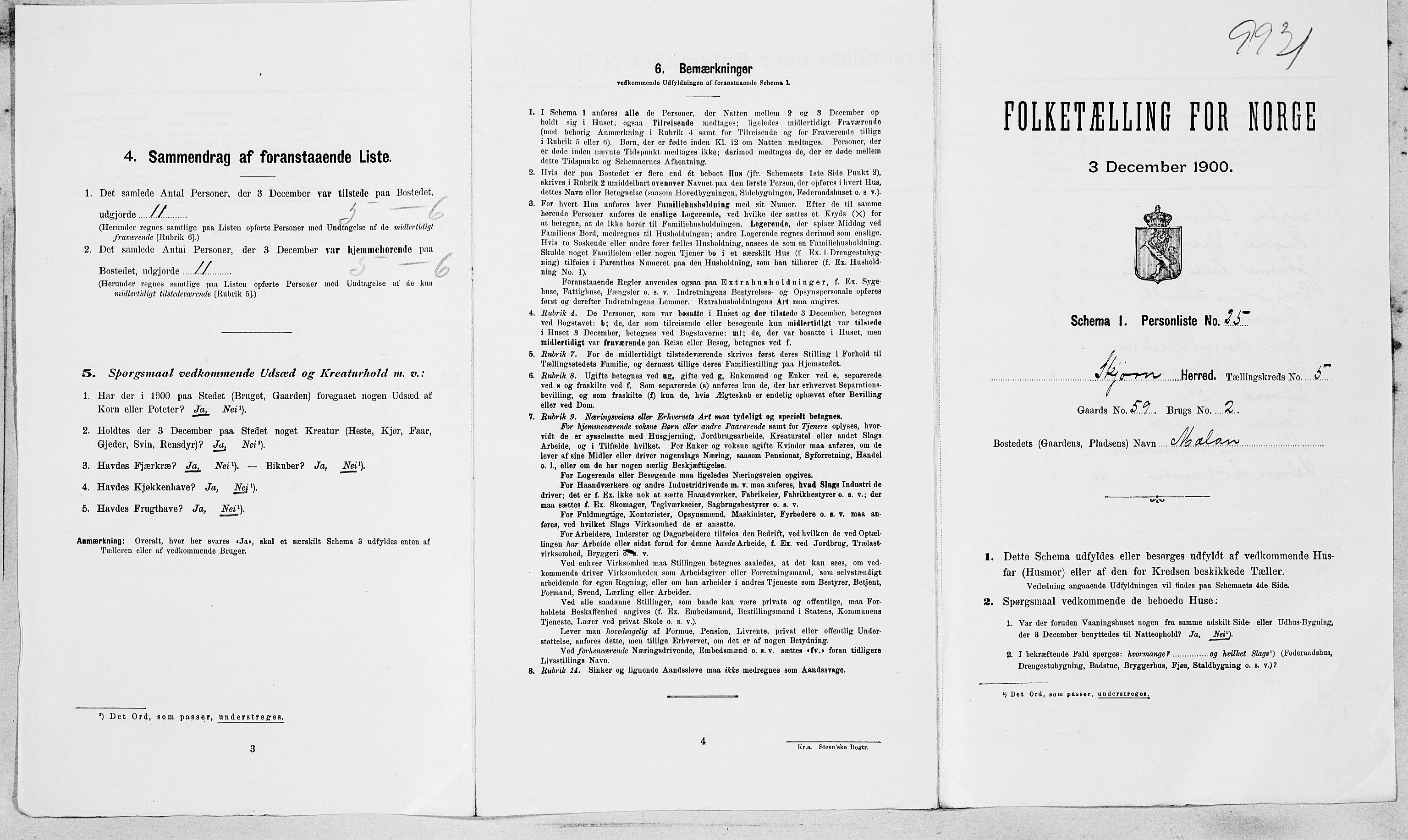 SAT, Folketelling 1900 for 1626 Stjørna herred, 1900, s. 458