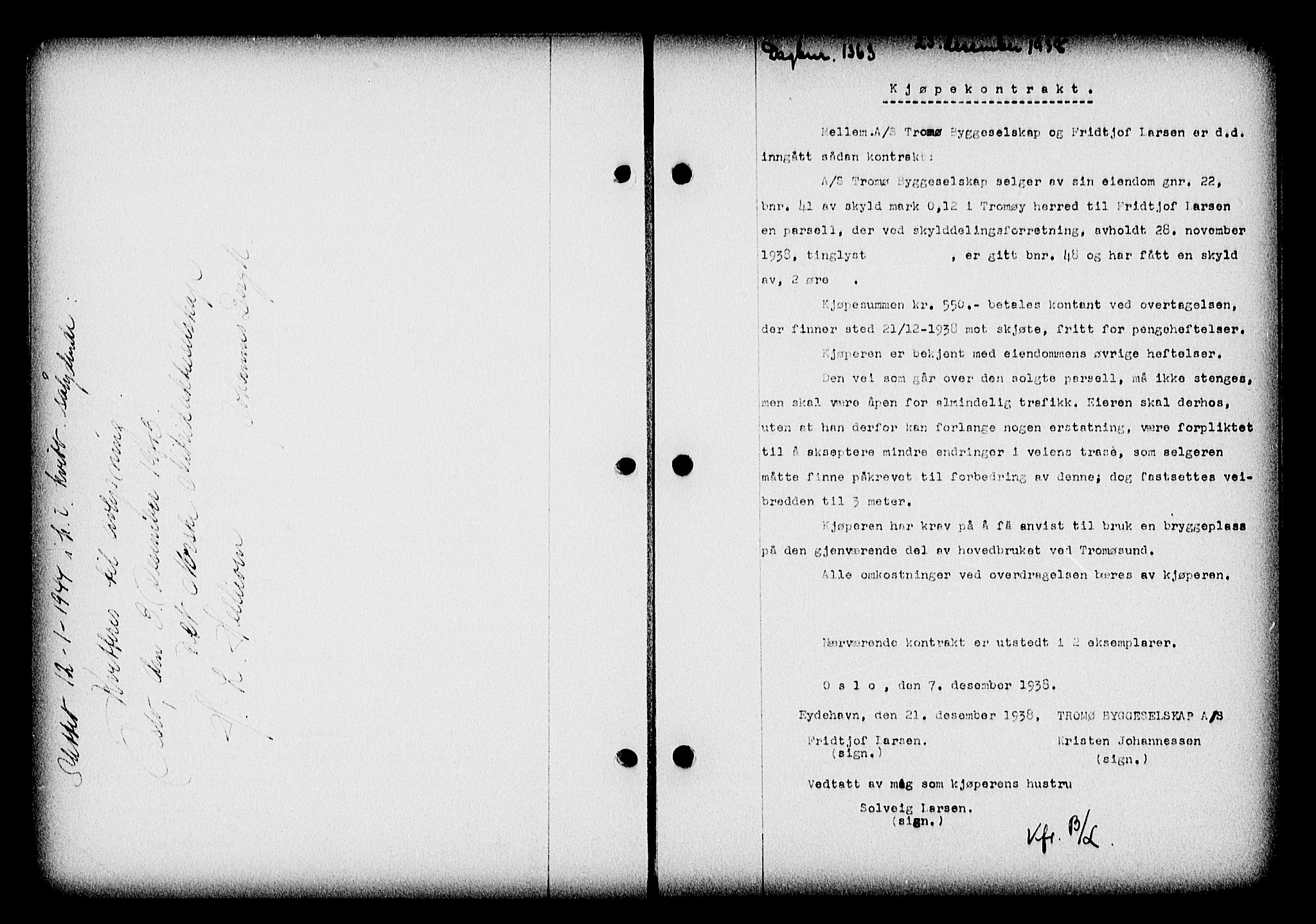 Nedenes sorenskriveri, SAK/1221-0006/G/Gb/Gba/L0046: Pantebok nr. 42, 1938-1939, Dagboknr: 1365/1938