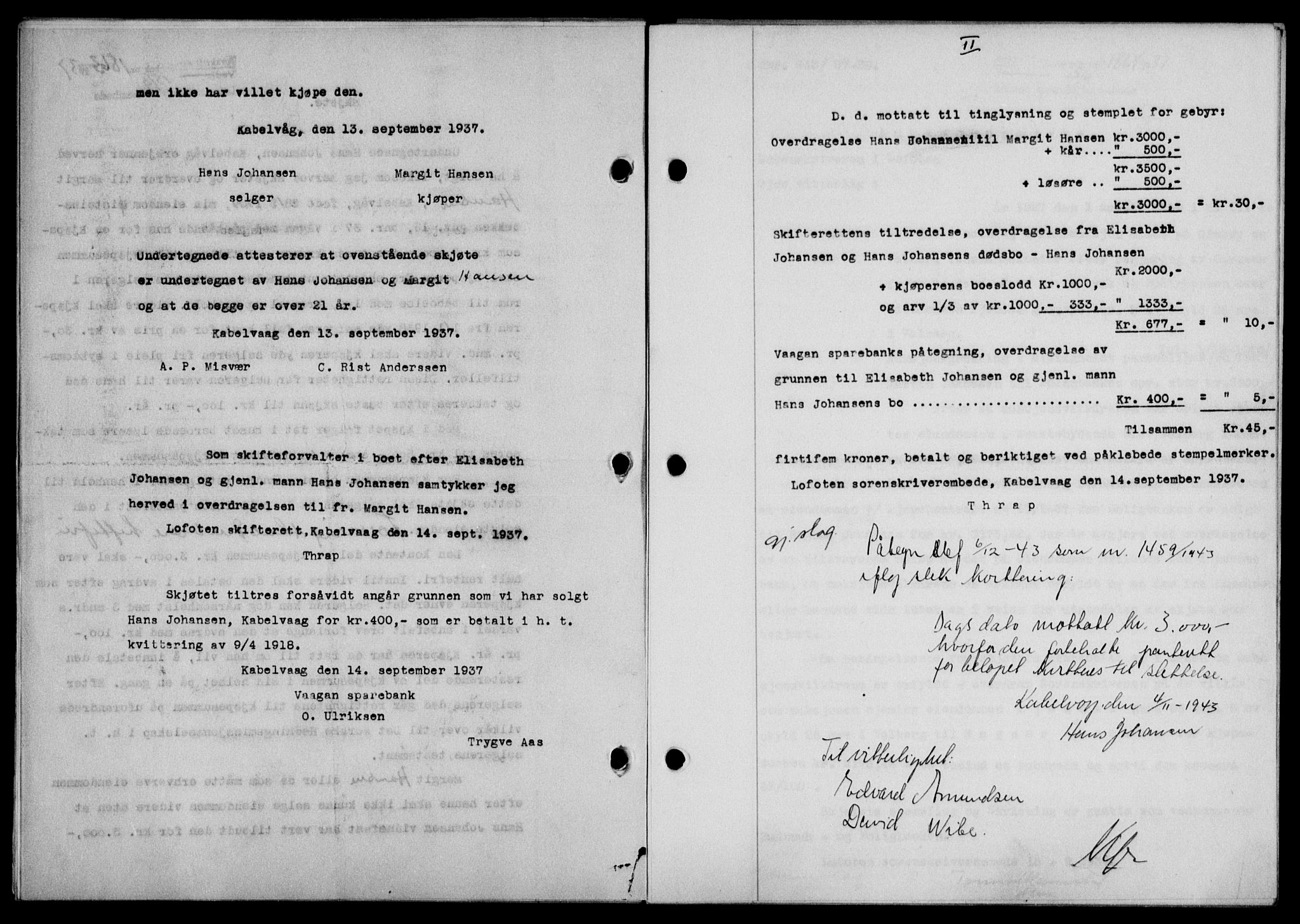 Lofoten sorenskriveri, SAT/A-0017/1/2/2C/L0002a: Pantebok nr. 2a, 1937-1937, Dagboknr: 1863/1937