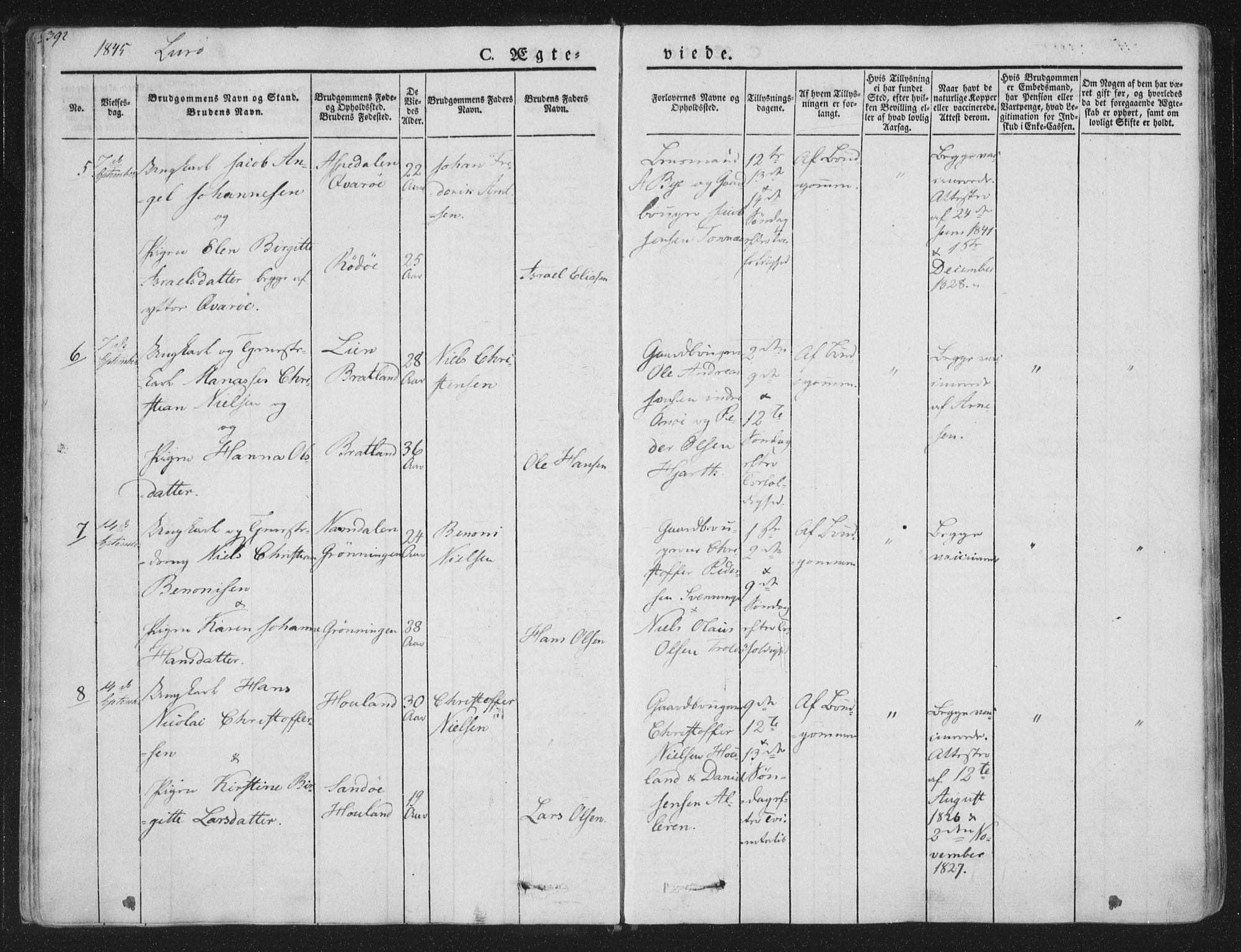 Ministerialprotokoller, klokkerbøker og fødselsregistre - Nordland, AV/SAT-A-1459/839/L0566: Ministerialbok nr. 839A03, 1825-1862, s. 392