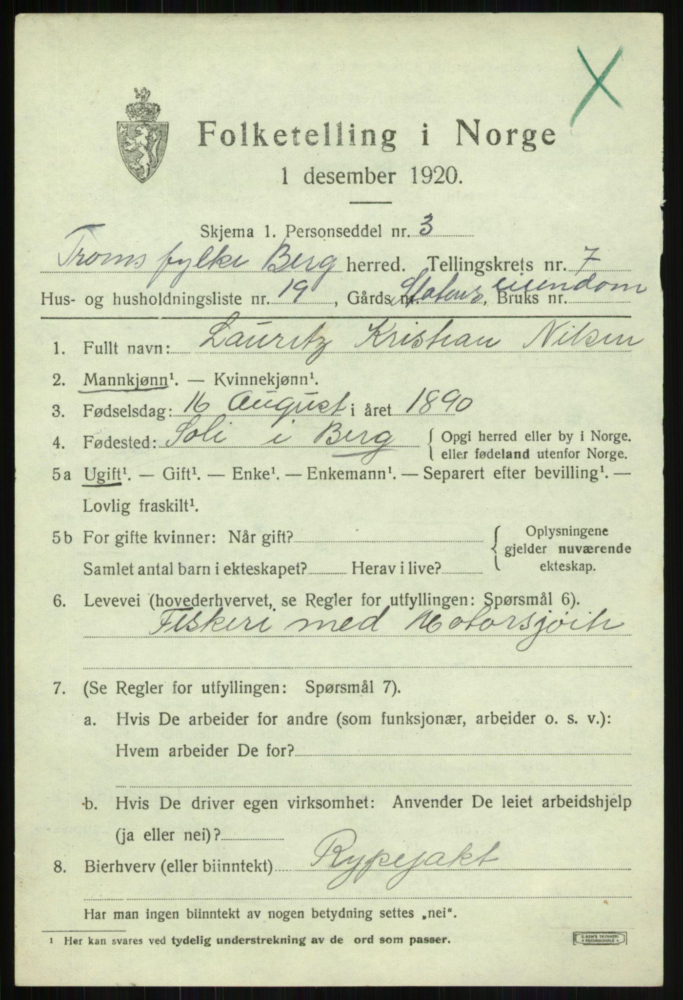 SATØ, Folketelling 1920 for 1929 Berg herred, 1920, s. 2670