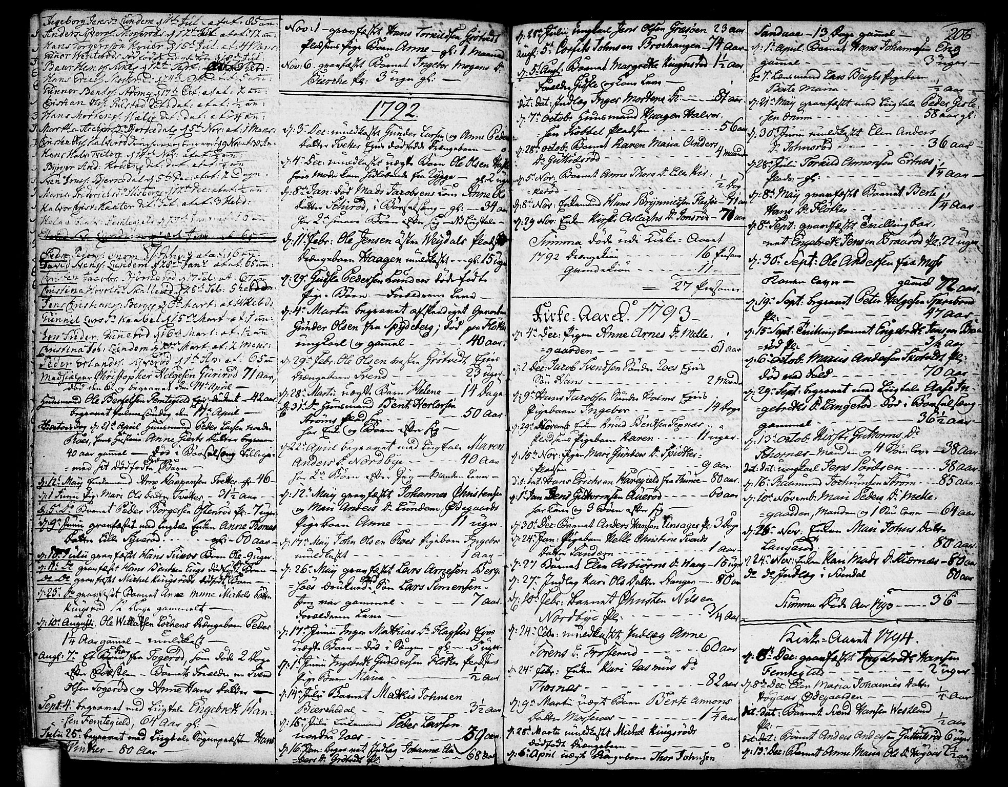 Våler prestekontor Kirkebøker, AV/SAO-A-11083/F/Fa/L0004: Ministerialbok nr. I 4, 1771-1815, s. 206