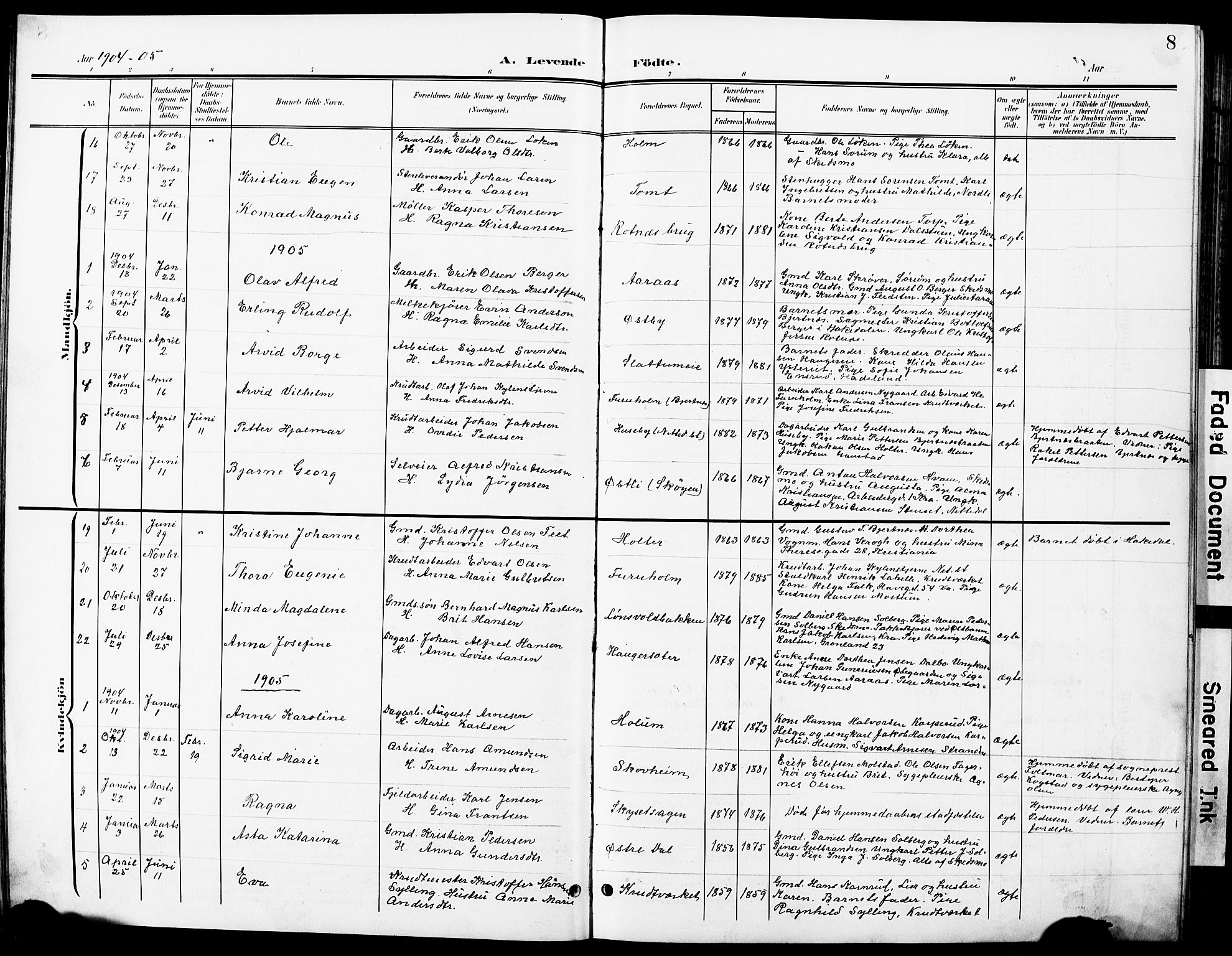 Nittedal prestekontor Kirkebøker, AV/SAO-A-10365a/G/Ga/L0003: Klokkerbok nr. I 3, 1902-1929, s. 8