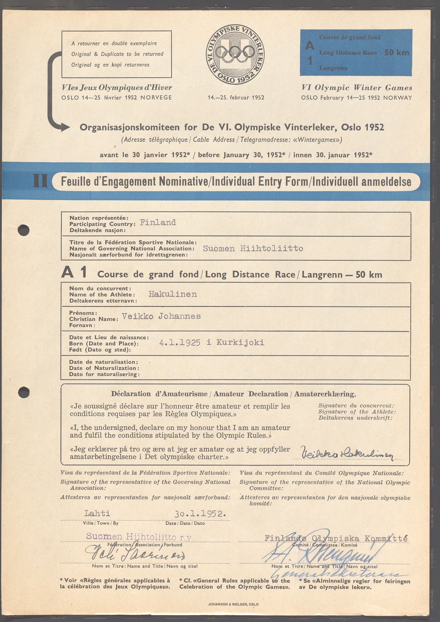 Organisasjonskomiteen for de VI. olympiske vinterleker, OBA/A-20130/H/Ha, 1951-1952, s. 15