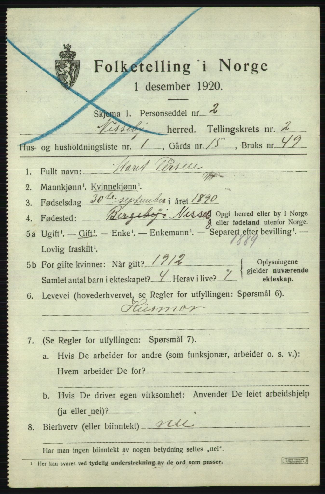 SATØ, Folketelling 1920 for 2027 Nesseby herred, 1920, s. 916