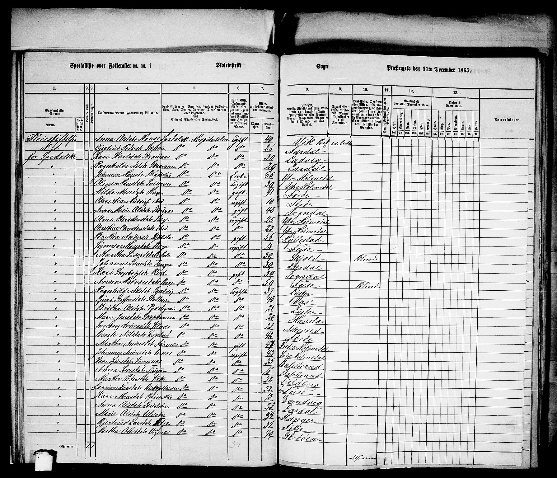 RA, Folketelling 1865 for 1281L Bergen Landdistrikt, Domkirkens landsokn og Korskirkens landsokn, 1865, s. 23