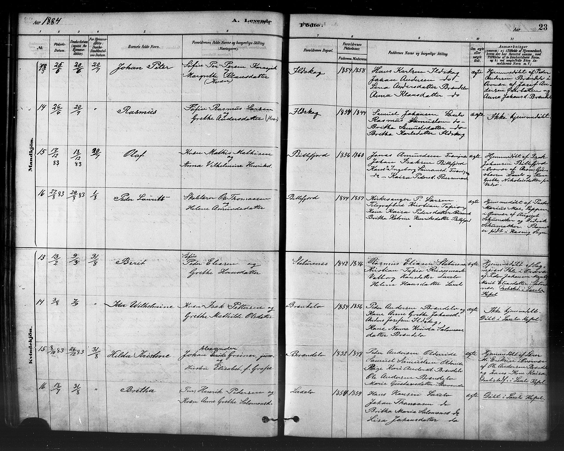 Kistrand/Porsanger sokneprestembete, AV/SATØ-S-1351/H/Ha/L0007.kirke: Ministerialbok nr. 7, 1881-1889, s. 23