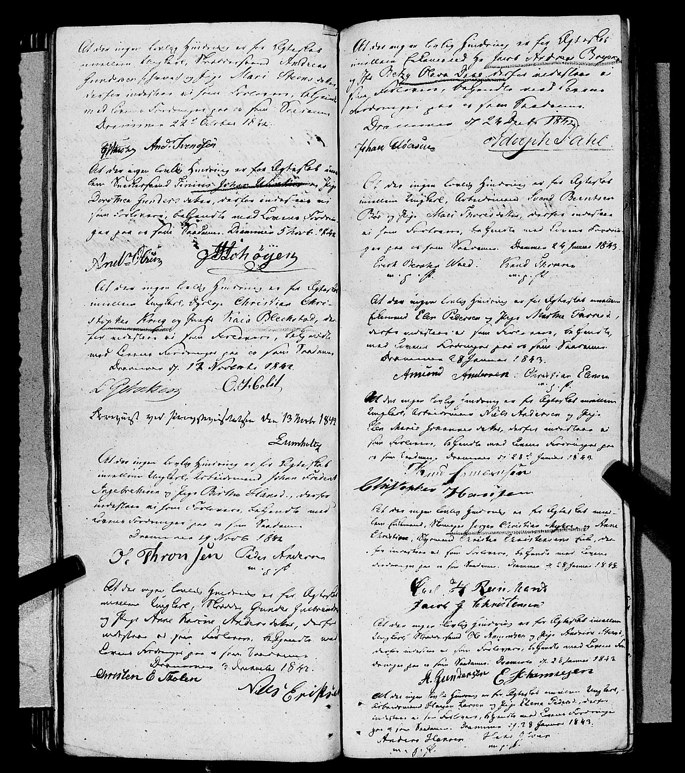 Bragernes kirkebøker, AV/SAKO-A-6/H/Hb/L0001: Forlovererklæringer nr. 1, 1819-1865