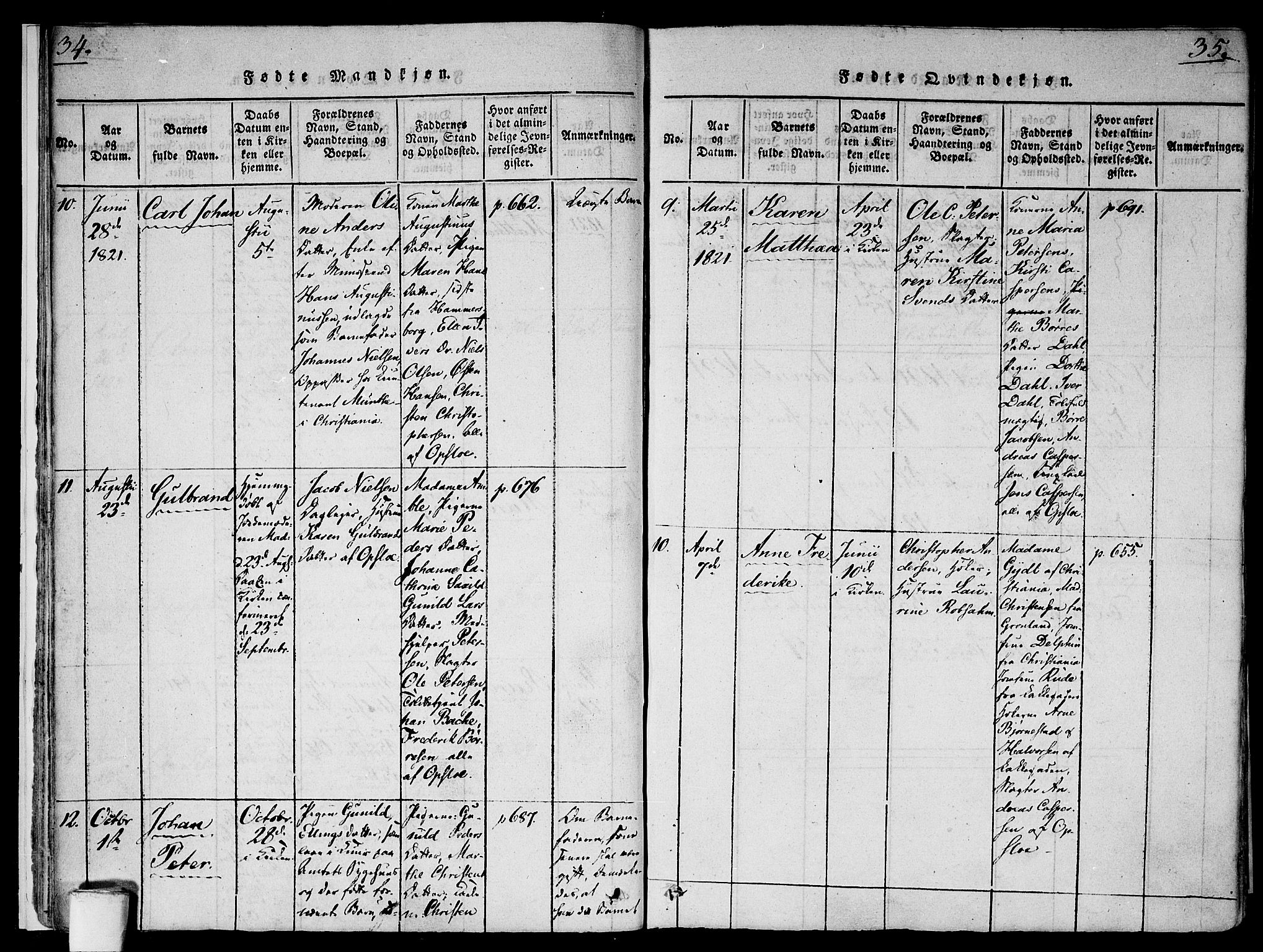 Gamlebyen prestekontor Kirkebøker, AV/SAO-A-10884/F/Fa/L0002: Ministerialbok nr. 2, 1817-1829, s. 34-35