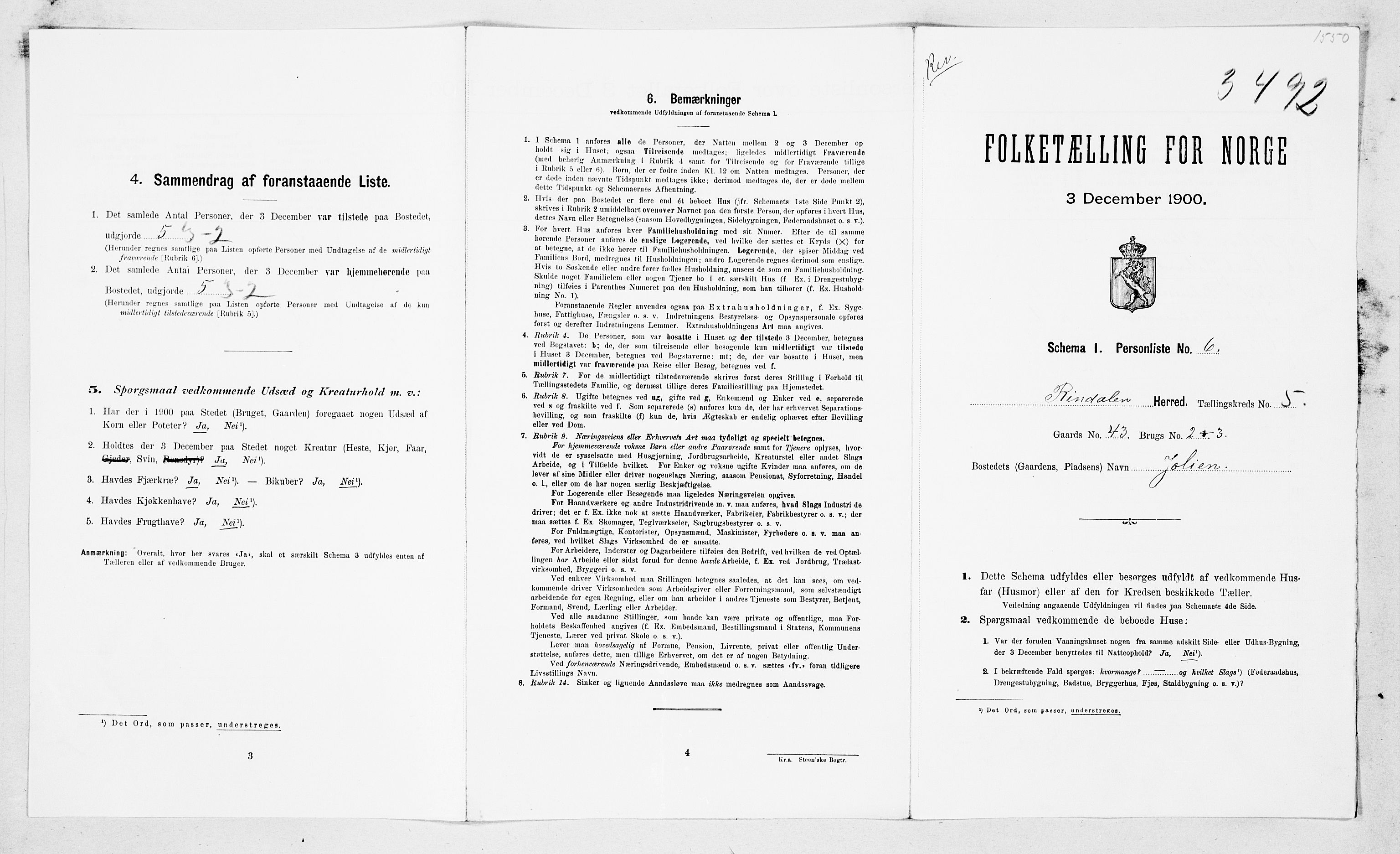 SAT, Folketelling 1900 for 1567 Rindal herred, 1900, s. 72
