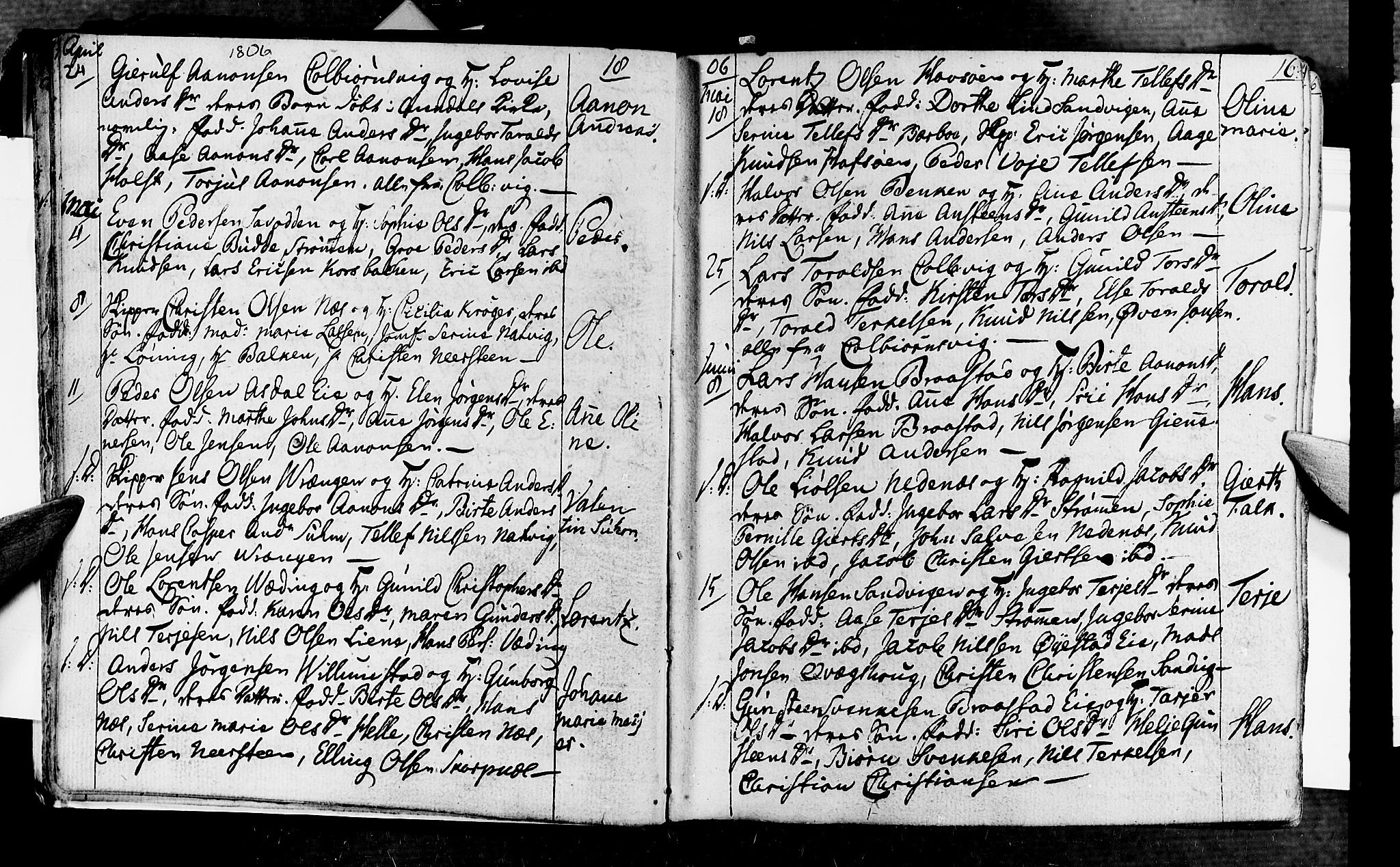 Øyestad sokneprestkontor, AV/SAK-1111-0049/F/Fa/L0011: Ministerialbok nr. A 11, 1805-1824, s. 16