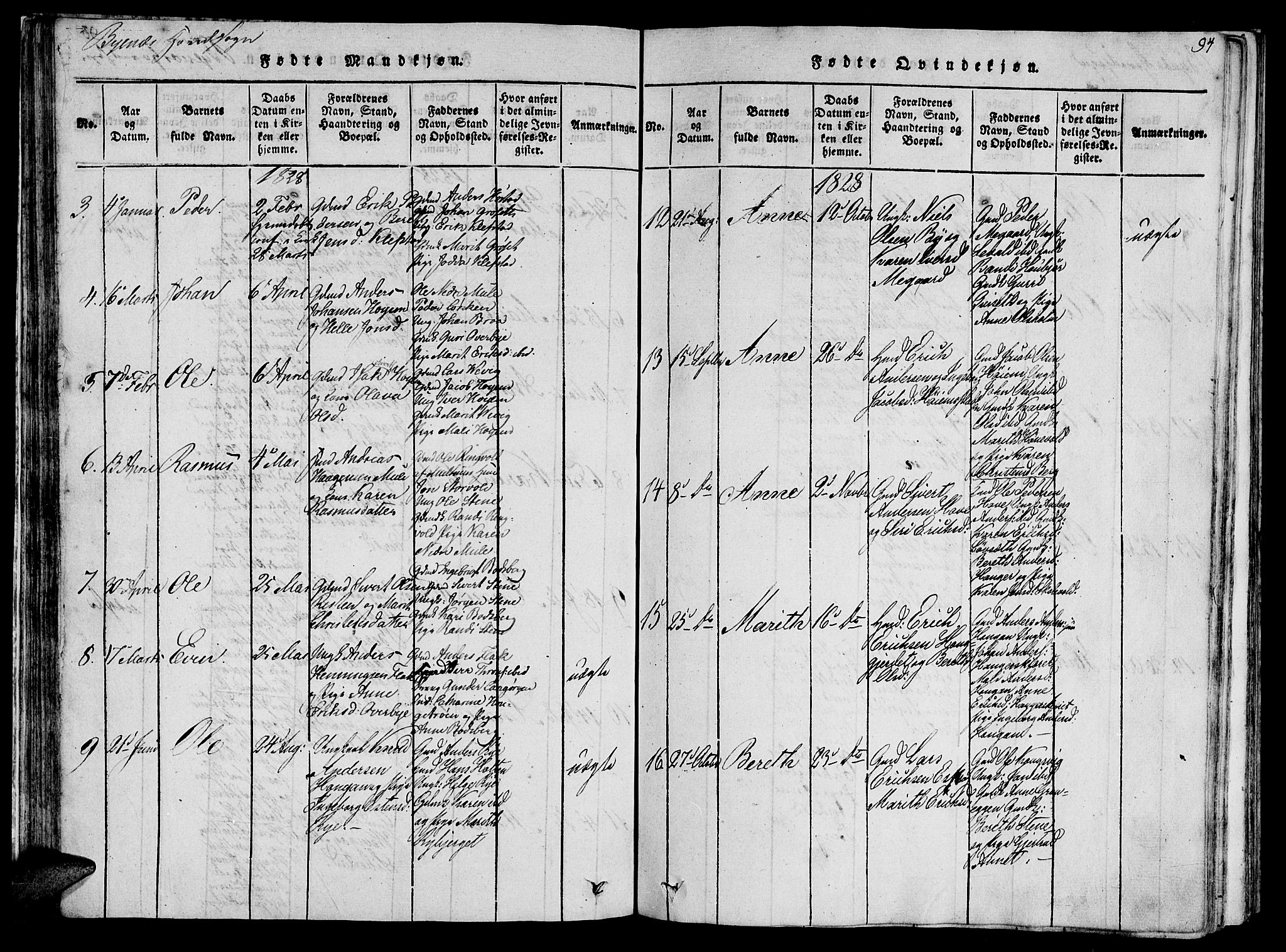 Ministerialprotokoller, klokkerbøker og fødselsregistre - Sør-Trøndelag, SAT/A-1456/612/L0372: Ministerialbok nr. 612A06 /1, 1816-1828, s. 94