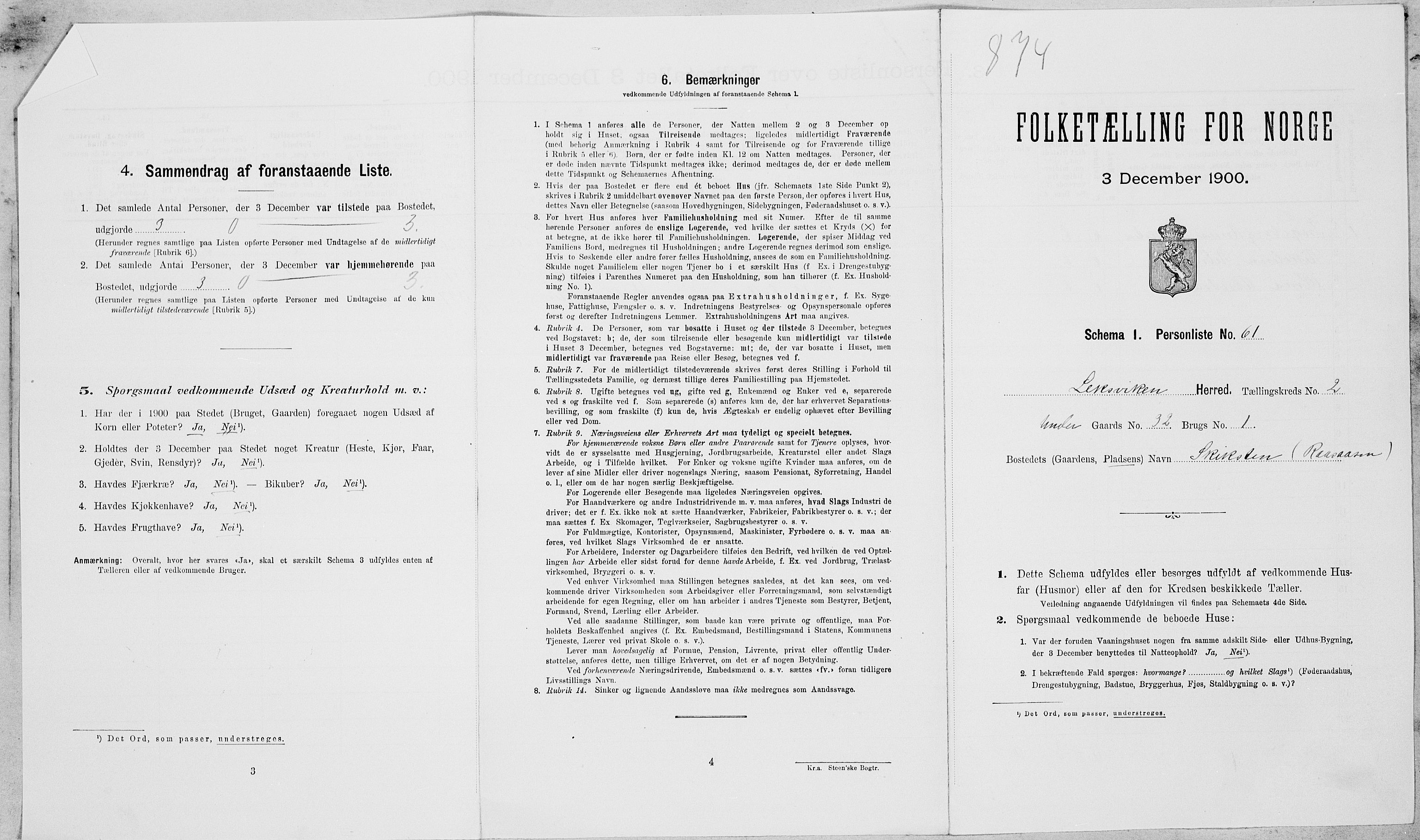 SAT, Folketelling 1900 for 1718 Leksvik herred, 1900, s. 278