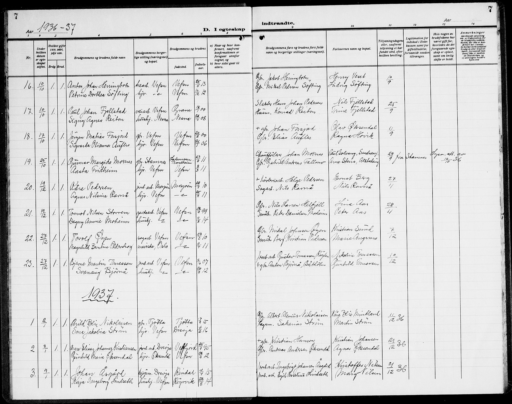 Ministerialprotokoller, klokkerbøker og fødselsregistre - Nordland, AV/SAT-A-1459/820/L0304: Klokkerbok nr. 820C06, 1934-1944, s. 7