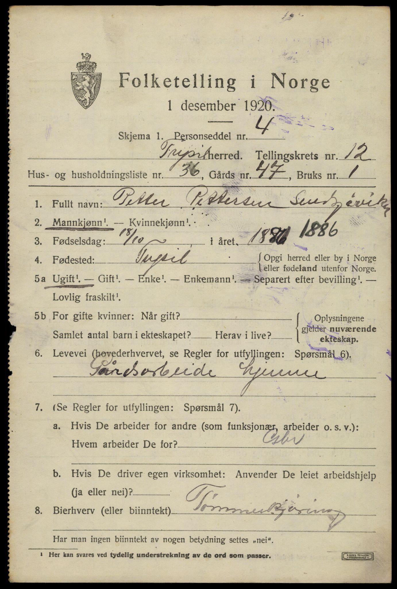 SAH, Folketelling 1920 for 0428 Trysil herred, 1920, s. 7593