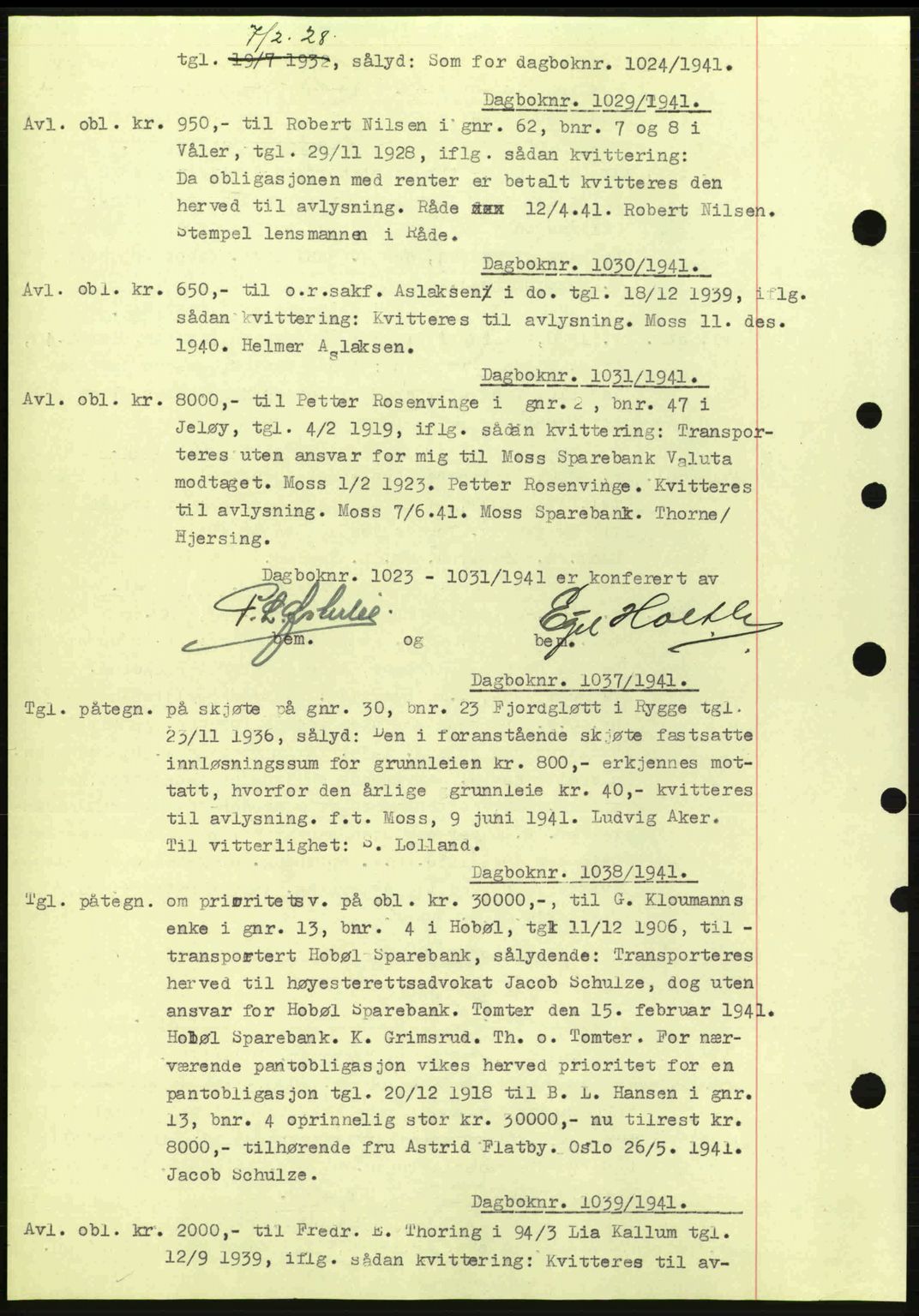 Moss sorenskriveri, SAO/A-10168: Pantebok nr. B10, 1940-1941, Dagboknr: 1029/1941
