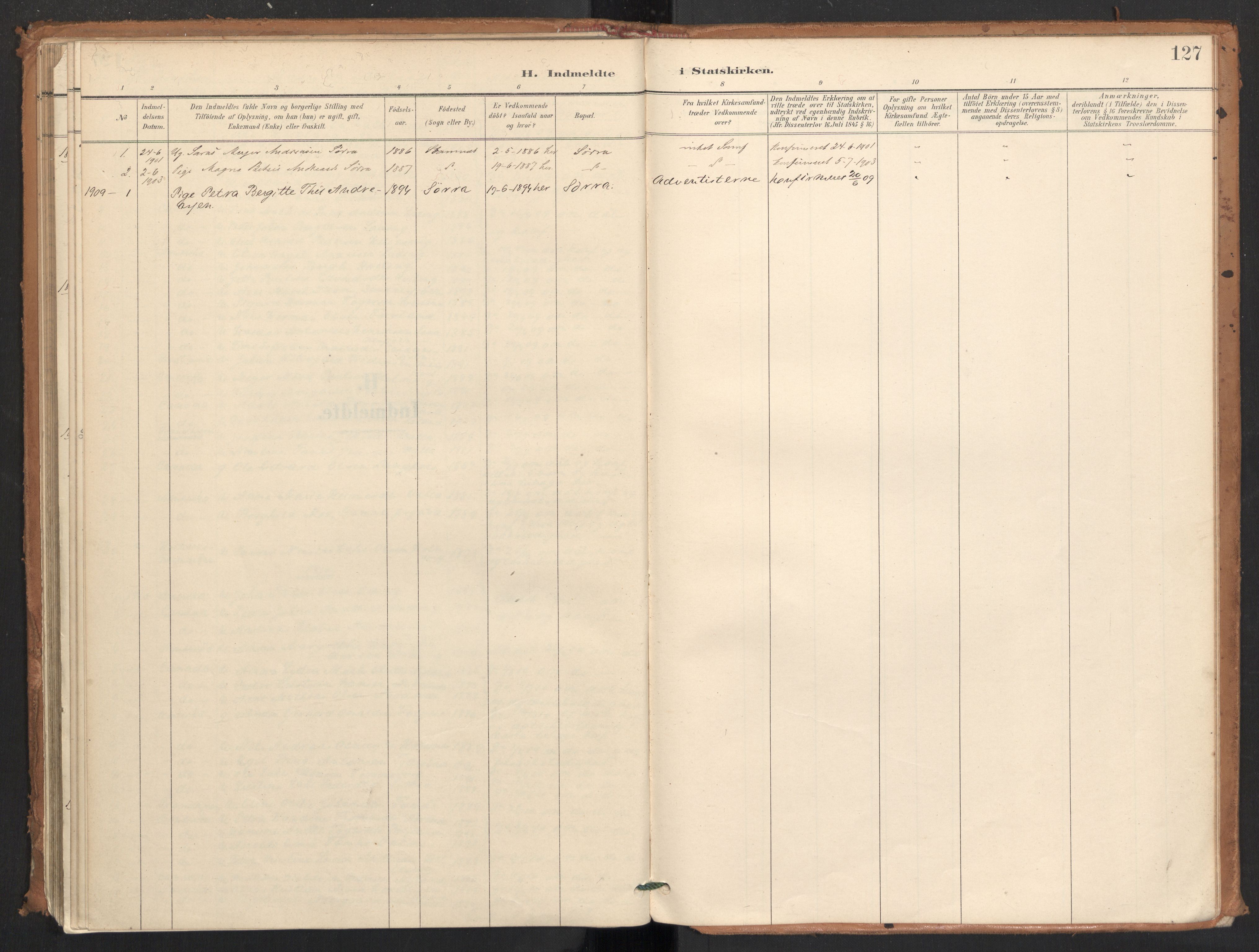 Ministerialprotokoller, klokkerbøker og fødselsregistre - Nordland, SAT/A-1459/831/L0472: Ministerialbok nr. 831A03, 1897-1912, s. 127