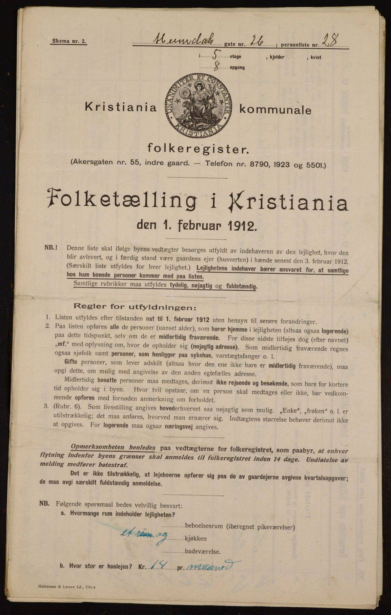 OBA, Kommunal folketelling 1.2.1912 for Kristiania, 1912, s. 37288