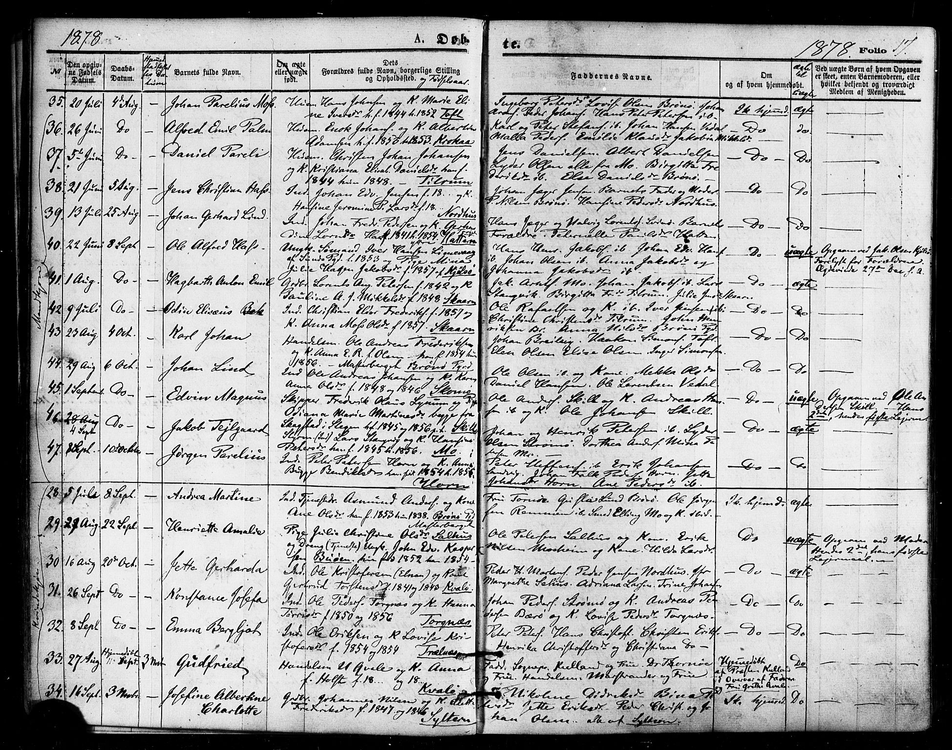 Ministerialprotokoller, klokkerbøker og fødselsregistre - Nordland, AV/SAT-A-1459/813/L0199: Ministerialbok nr. 813A09, 1875-1885, s. 17