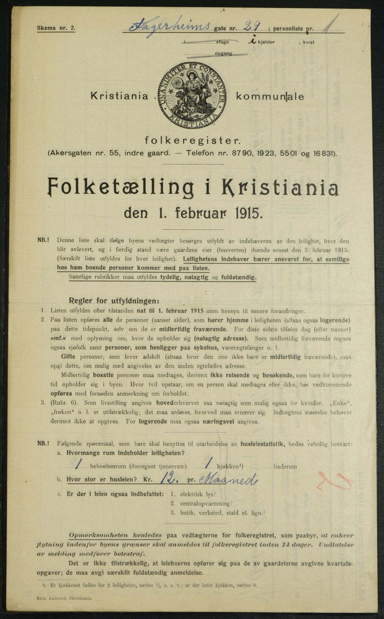 OBA, Kommunal folketelling 1.2.1915 for Kristiania, 1915, s. 22728