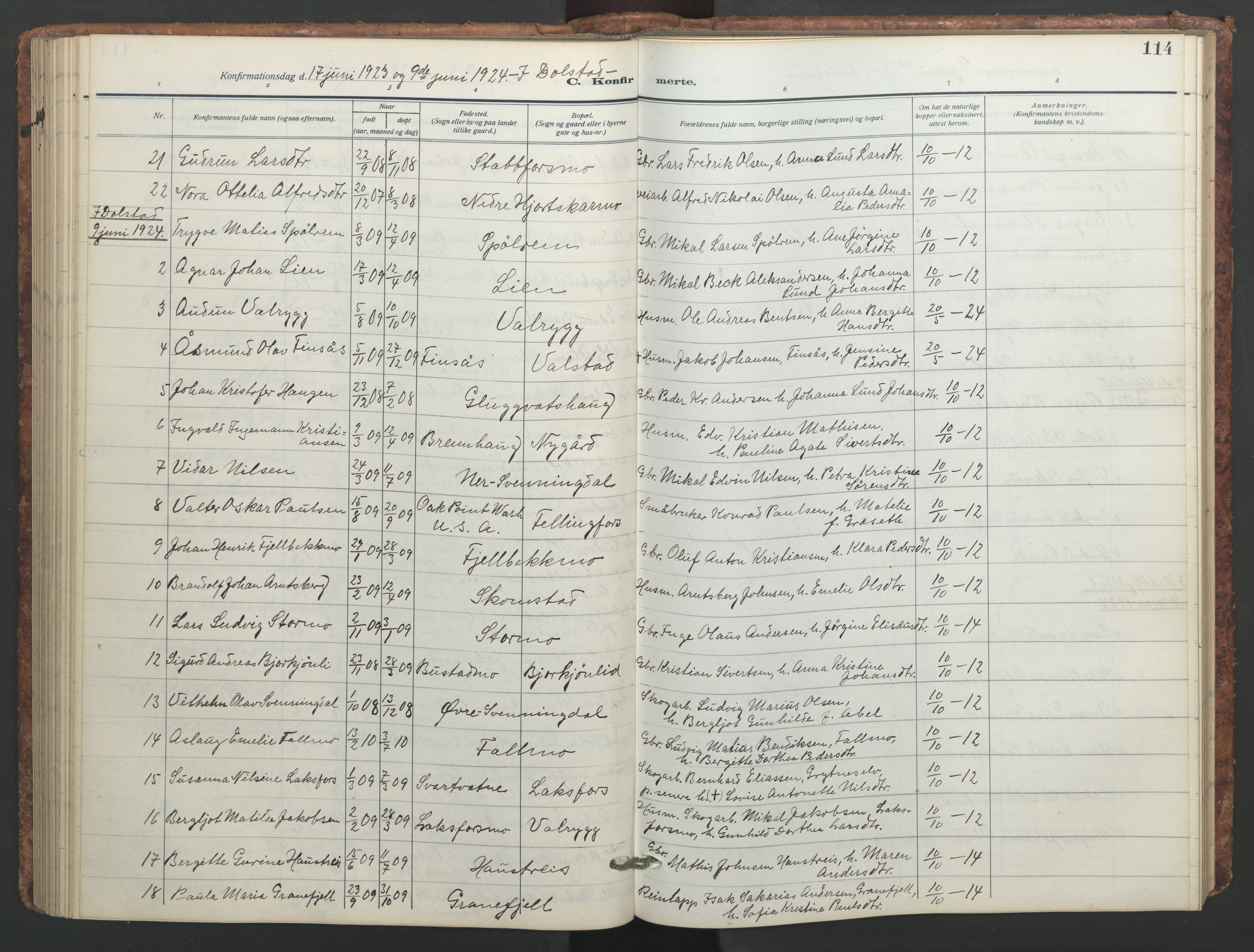 Ministerialprotokoller, klokkerbøker og fødselsregistre - Nordland, AV/SAT-A-1459/824/L0341: Klokkerbok nr. 824C01, 1916-1957, s. 114