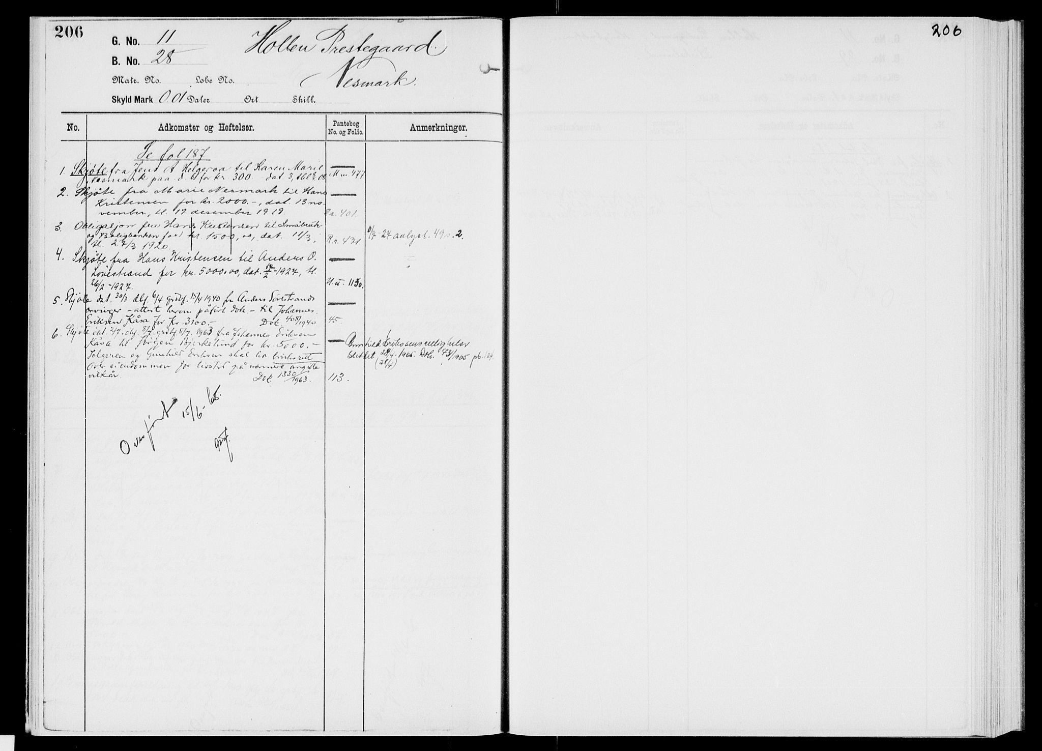 Nedre Telemark sorenskriveri, SAKO/A-135/G/Gb/Gbg/L0001: Panteregister nr. VII 1, s. 206