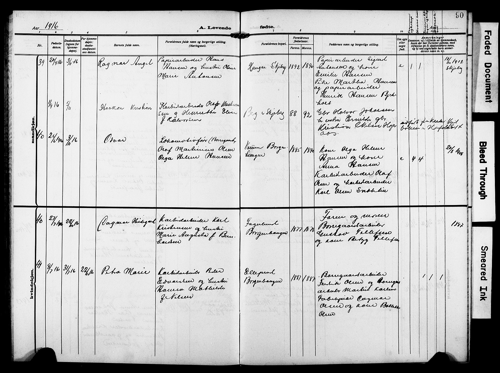Skjeberg prestekontor Kirkebøker, AV/SAO-A-10923/G/Gd/L0001: Klokkerbok nr. IV 1, 1907-1917, s. 90