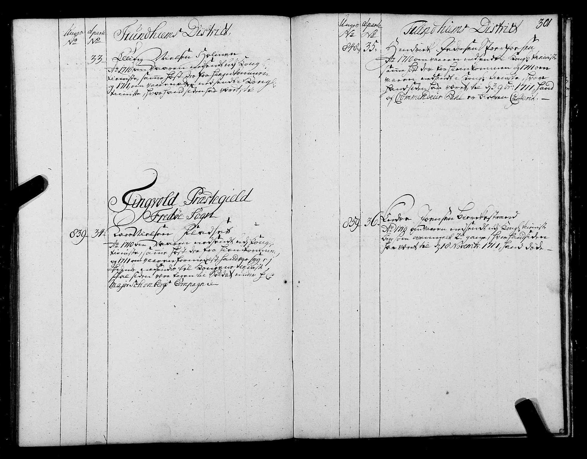 Sjøinnrulleringen - Trondhjemske distrikt, SAT/A-5121/01/L0004: Ruller over sjøfolk i Trondhjem by, 1704-1710, s. 301