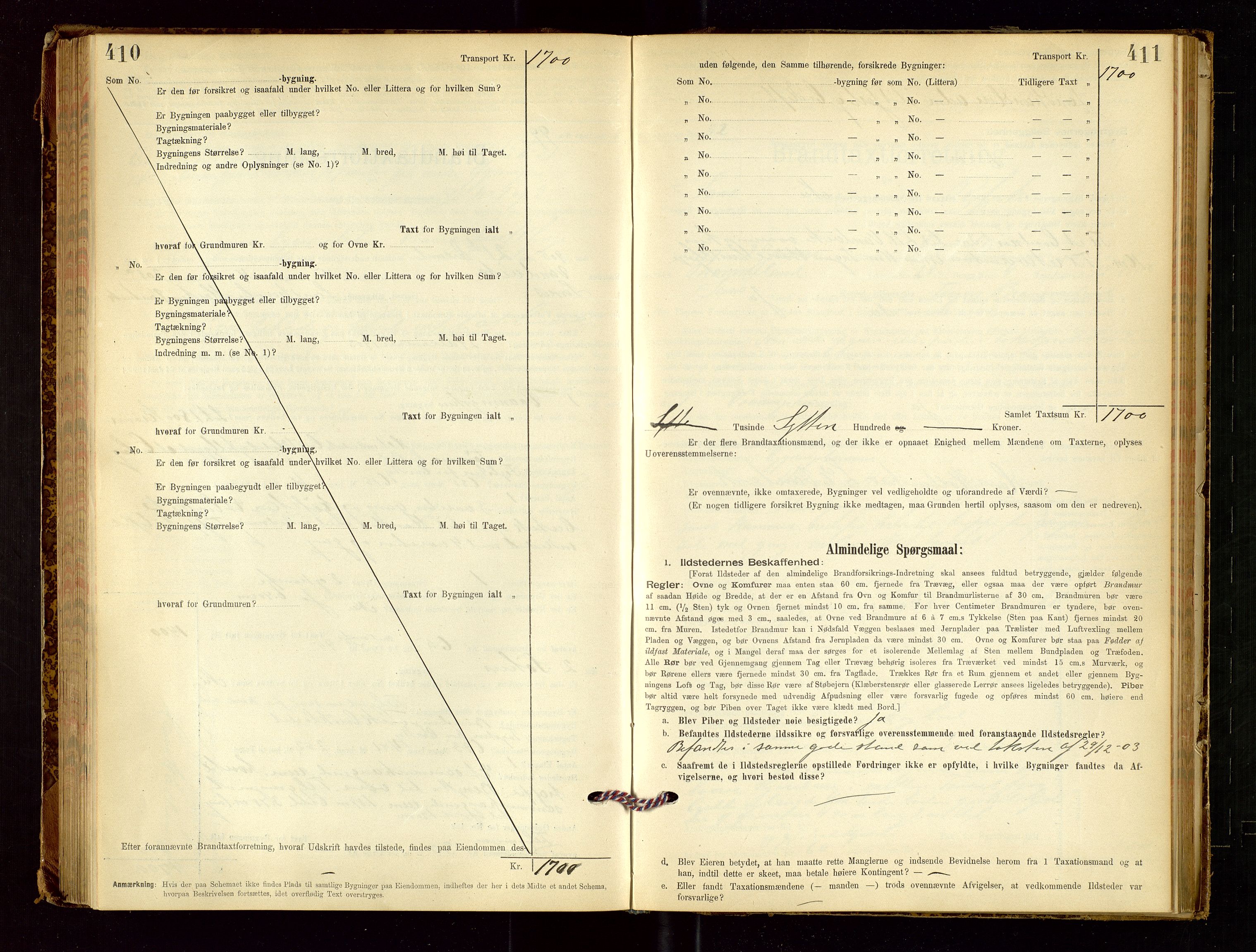 Sand lensmannskontor, AV/SAST-A-100415/Goc/L0001: "Brandtaxationsprotokol", 1895-1935, s. 410-411