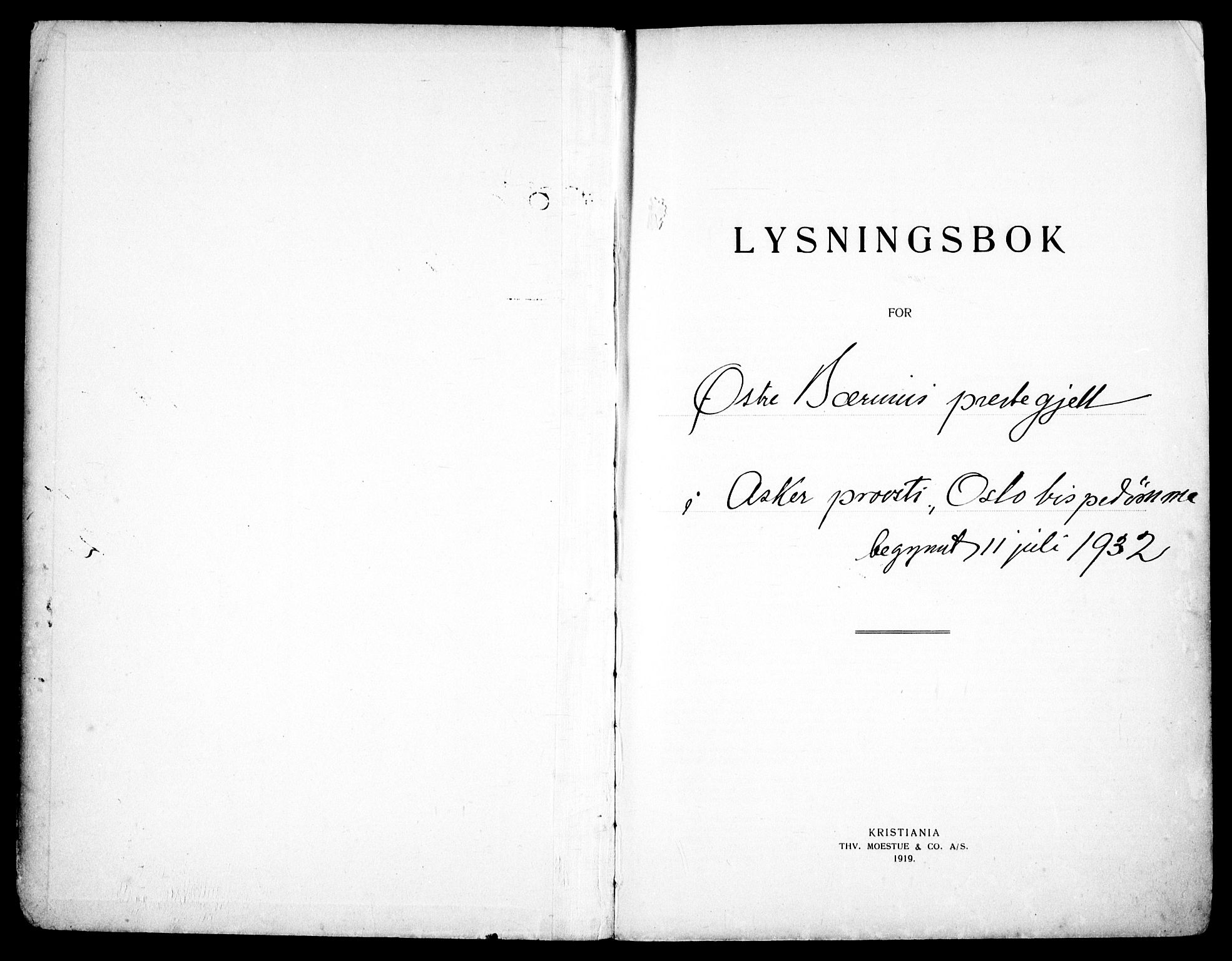 Østre Bærum prestekontor Kirkebøker, AV/SAO-A-10887/H/Ha/L0002: Lysningsprotokoll nr. 2, 1932-1939