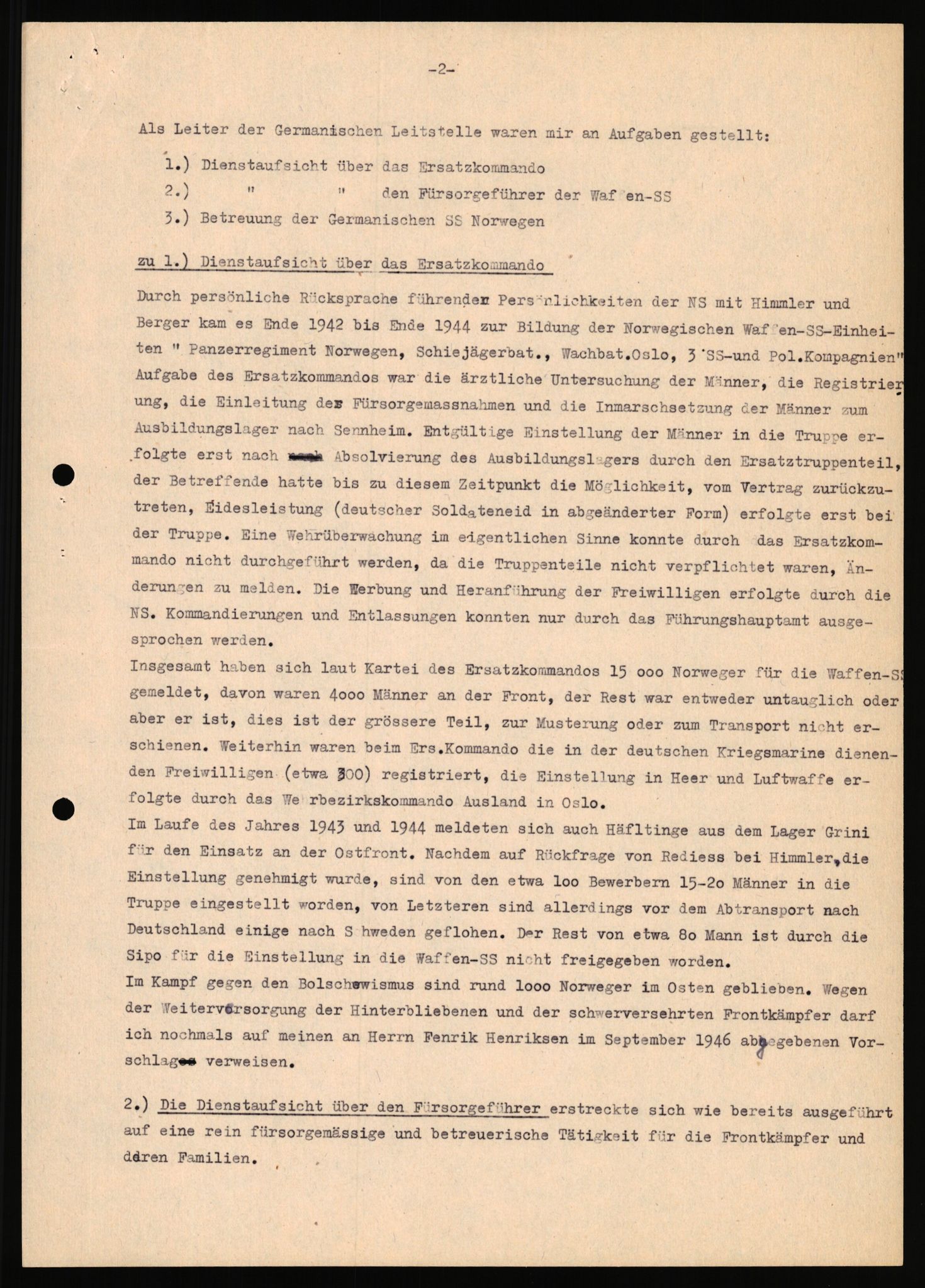 Forsvaret, Forsvarets overkommando II, RA/RAFA-3915/D/Db/L0020: CI Questionaires. Tyske okkupasjonsstyrker i Norge. Tyskere., 1945-1946, s. 40