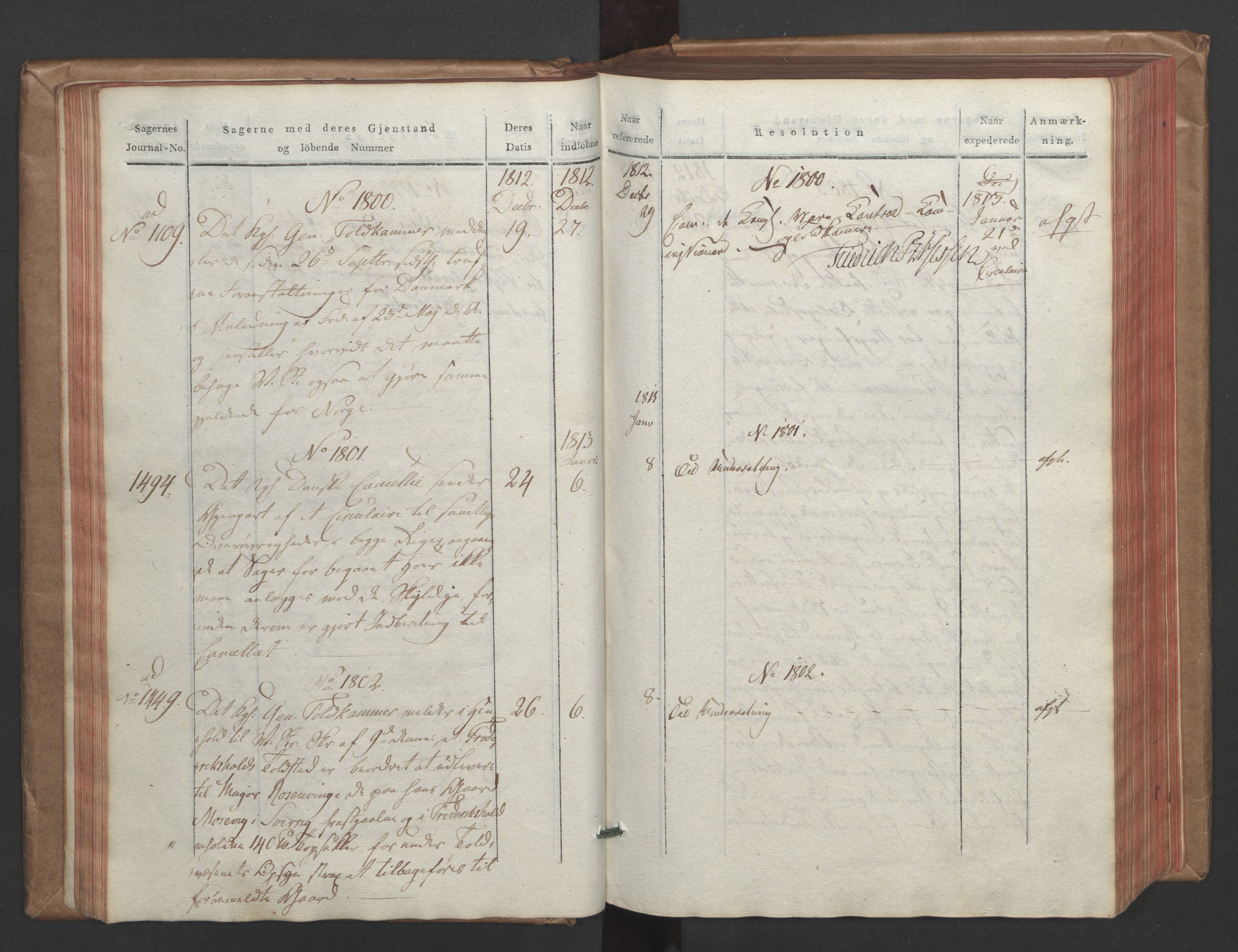 Stattholderembetet 1810-1814, 1. kontor (Kontor A), AV/RA-EA-2872/Aa/L0004: Kollegial referatprotokoll,  j.nr. 1431-1849,  l.nr. 1711-2240, 1812-1813, s. 49
