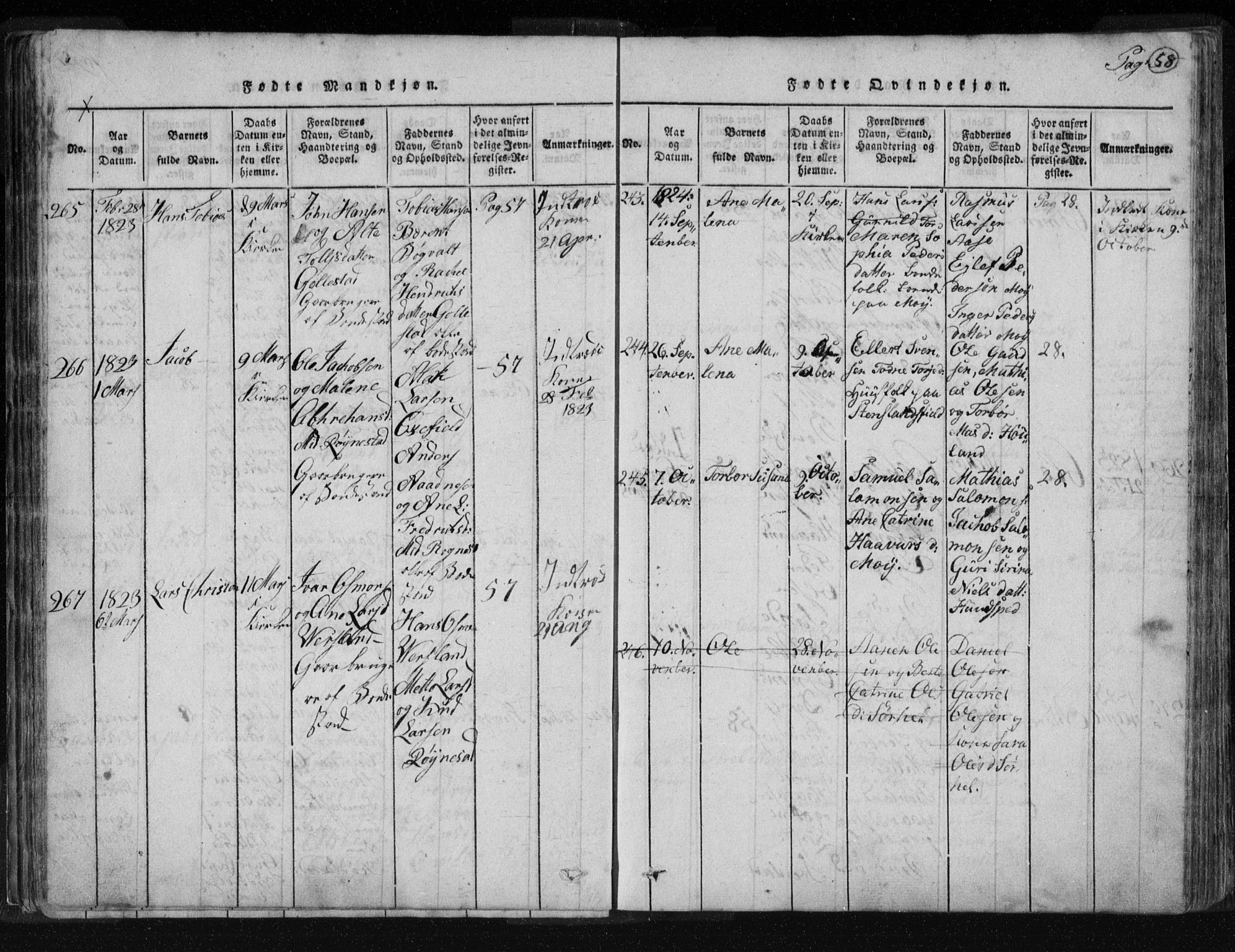 Kvinesdal sokneprestkontor, SAK/1111-0026/F/Fa/Fab/L0003: Ministerialbok nr. A 3, 1815-1829, s. 58