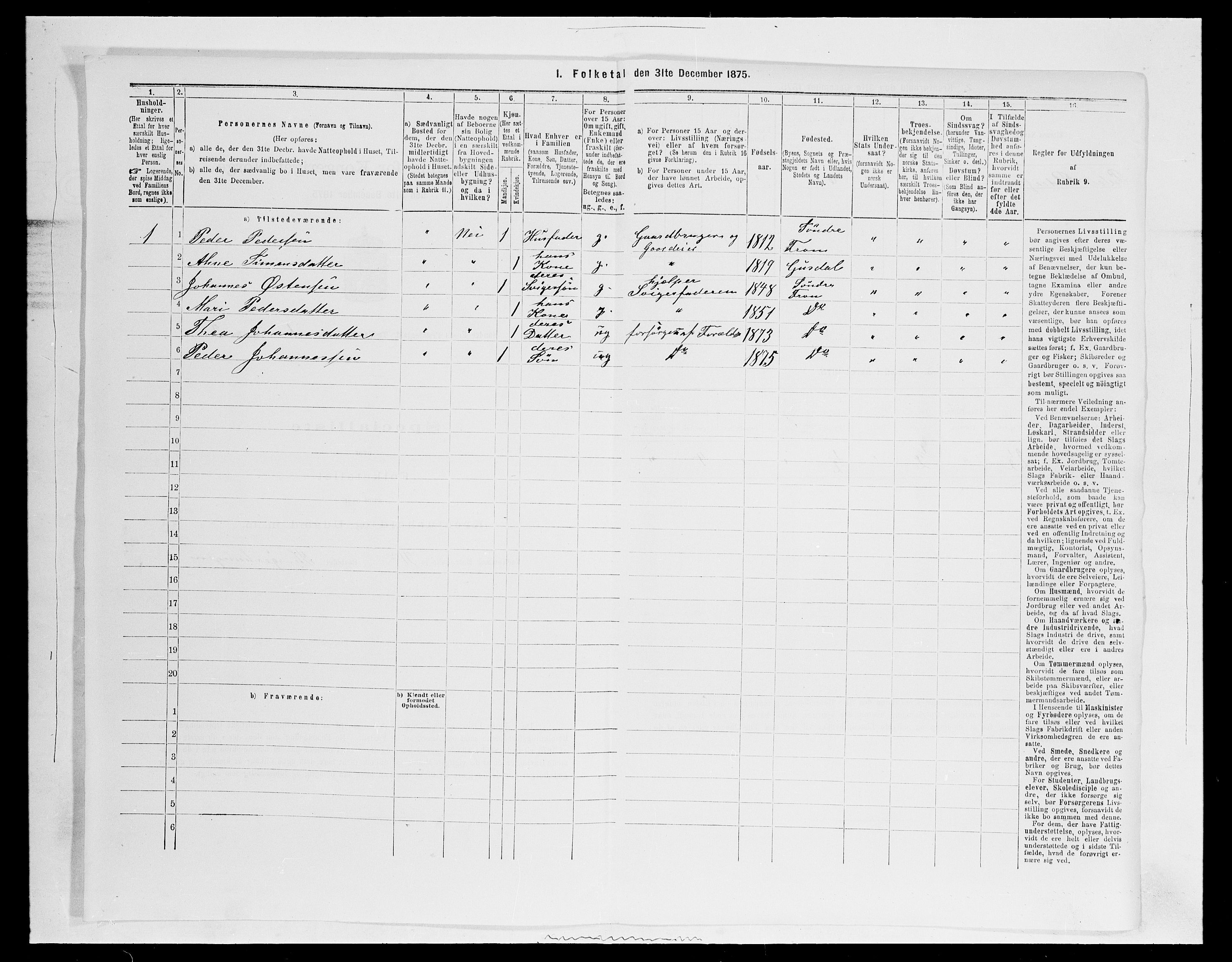 SAH, Folketelling 1875 for 0519P Sør-Fron prestegjeld, 1875, s. 74