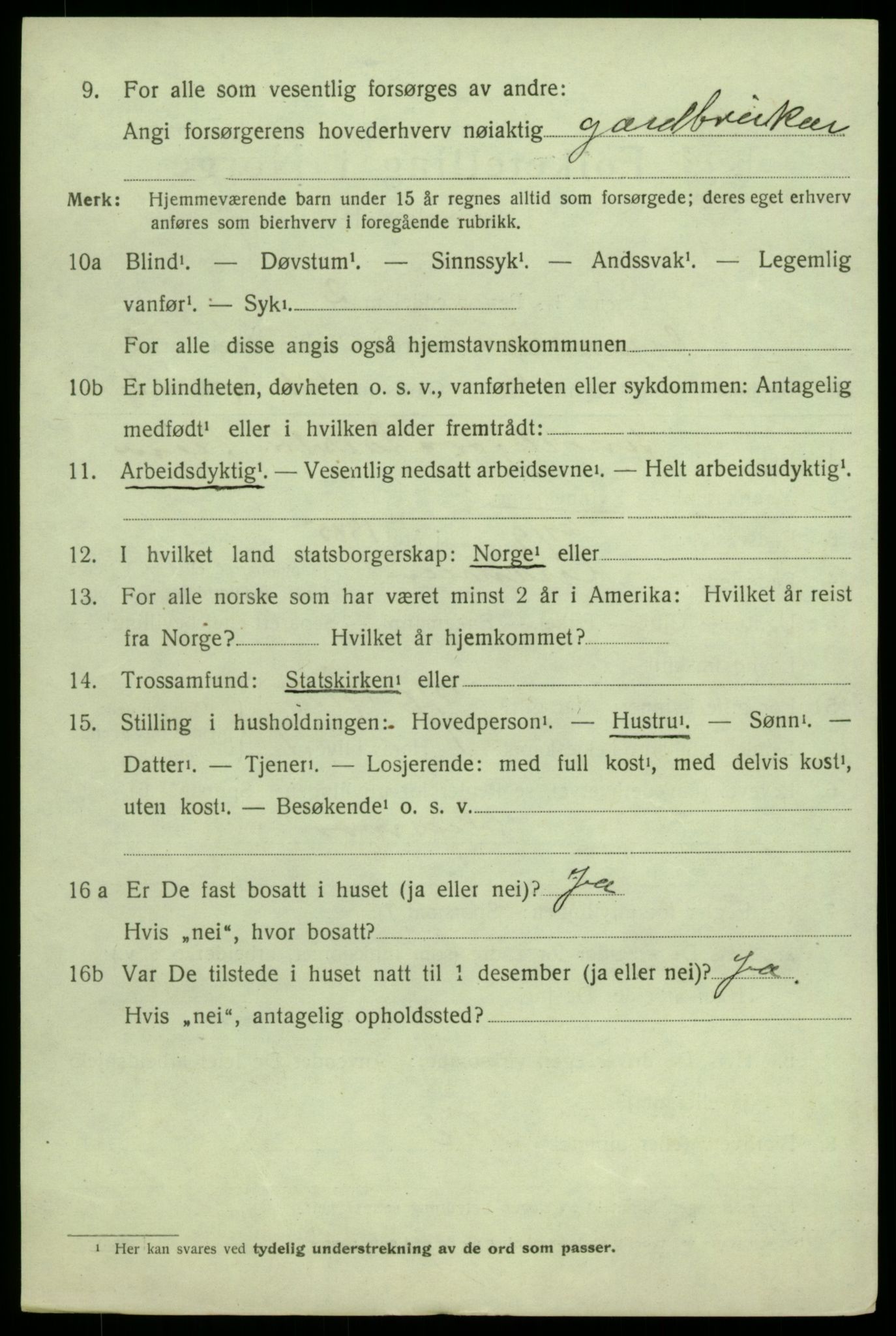 SAB, Folketelling 1920 for 1234 Granvin herred, 1920, s. 1311