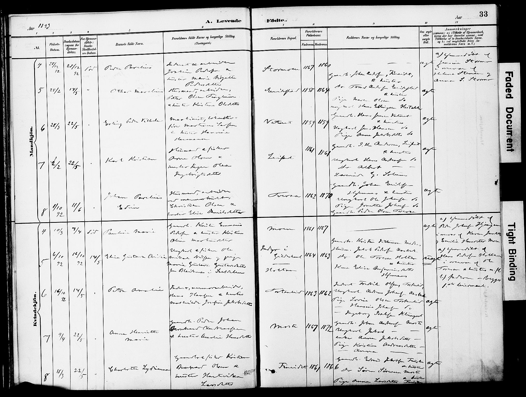 Ministerialprotokoller, klokkerbøker og fødselsregistre - Nordland, AV/SAT-A-1459/849/L0690: Ministerialbok nr. 849A02, 1890-1897, s. 33