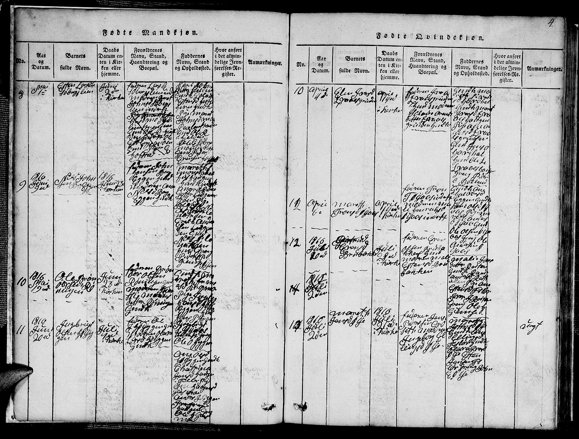 Ministerialprotokoller, klokkerbøker og fødselsregistre - Sør-Trøndelag, AV/SAT-A-1456/691/L1092: Klokkerbok nr. 691C03, 1816-1852, s. 4