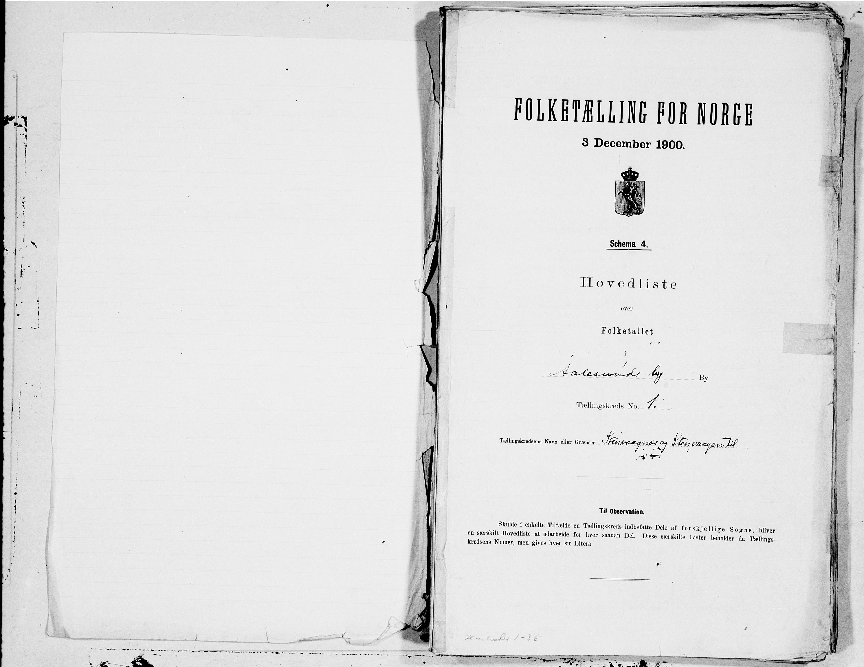 SAT, Folketelling 1900 for 1501 Ålesund kjøpstad, 1900, s. 2