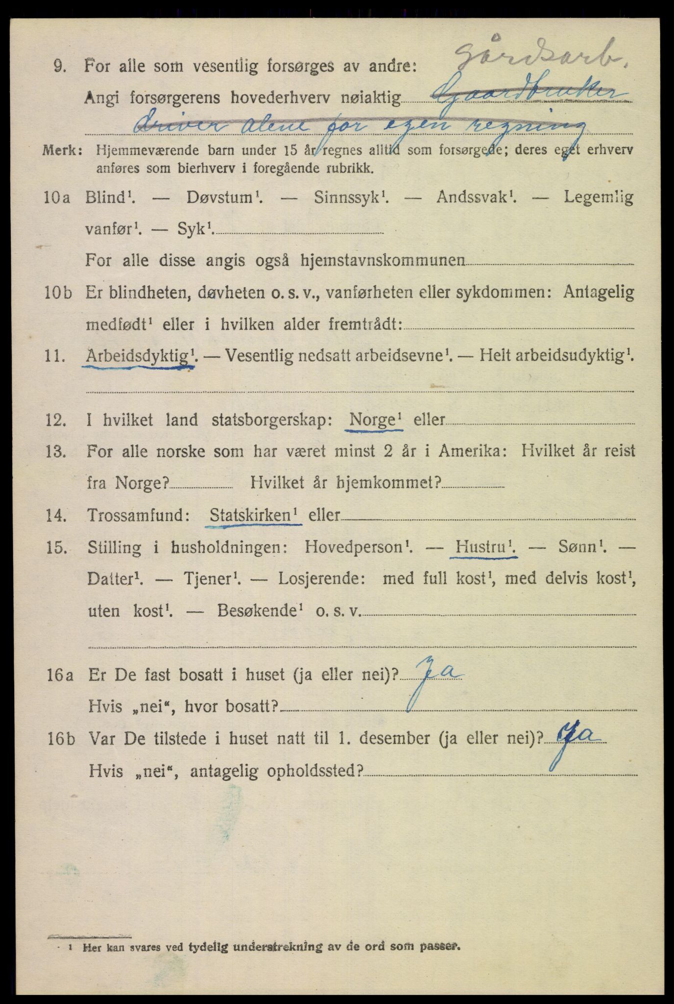 SAK, Folketelling 1920 for 1044 Gyland herred, 1920, s. 2179