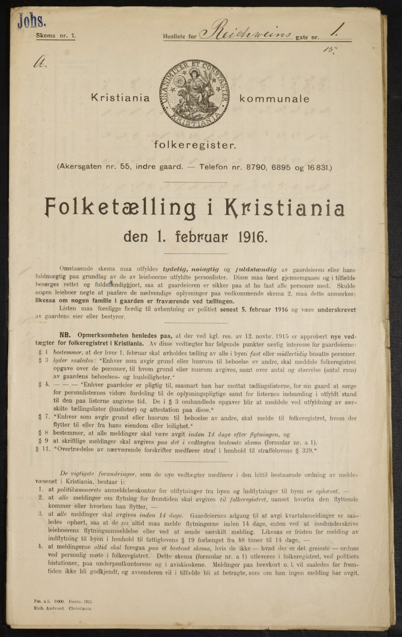 OBA, Kommunal folketelling 1.2.1916 for Kristiania, 1916, s. 84803