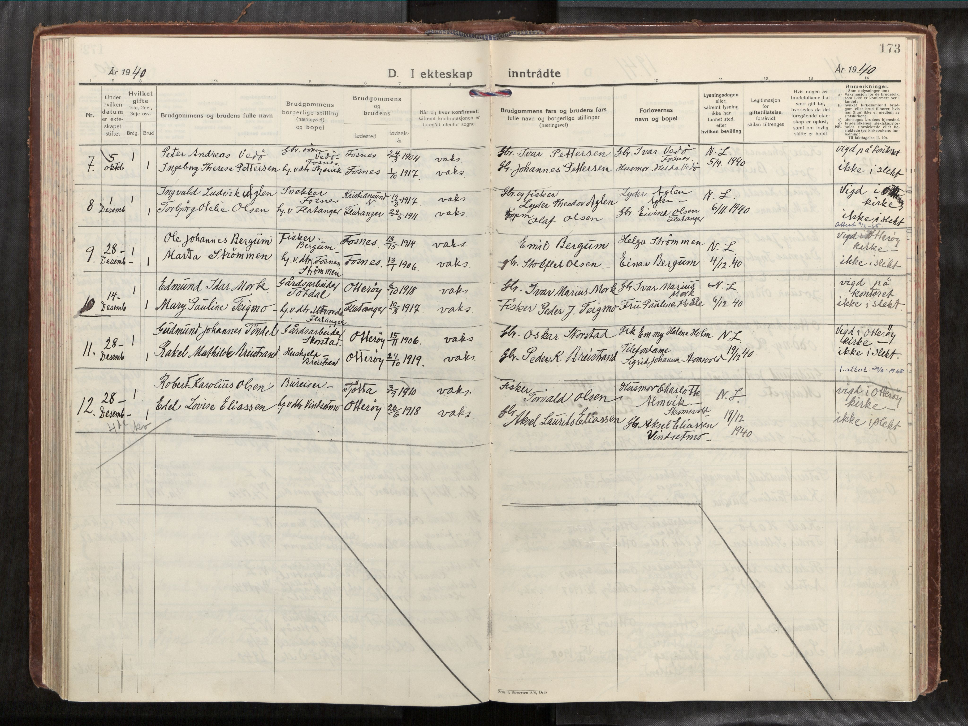 Ministerialprotokoller, klokkerbøker og fødselsregistre - Nord-Trøndelag, AV/SAT-A-1458/774/L0629a: Ministerialbok nr. 774A04, 1927-1945, s. 173