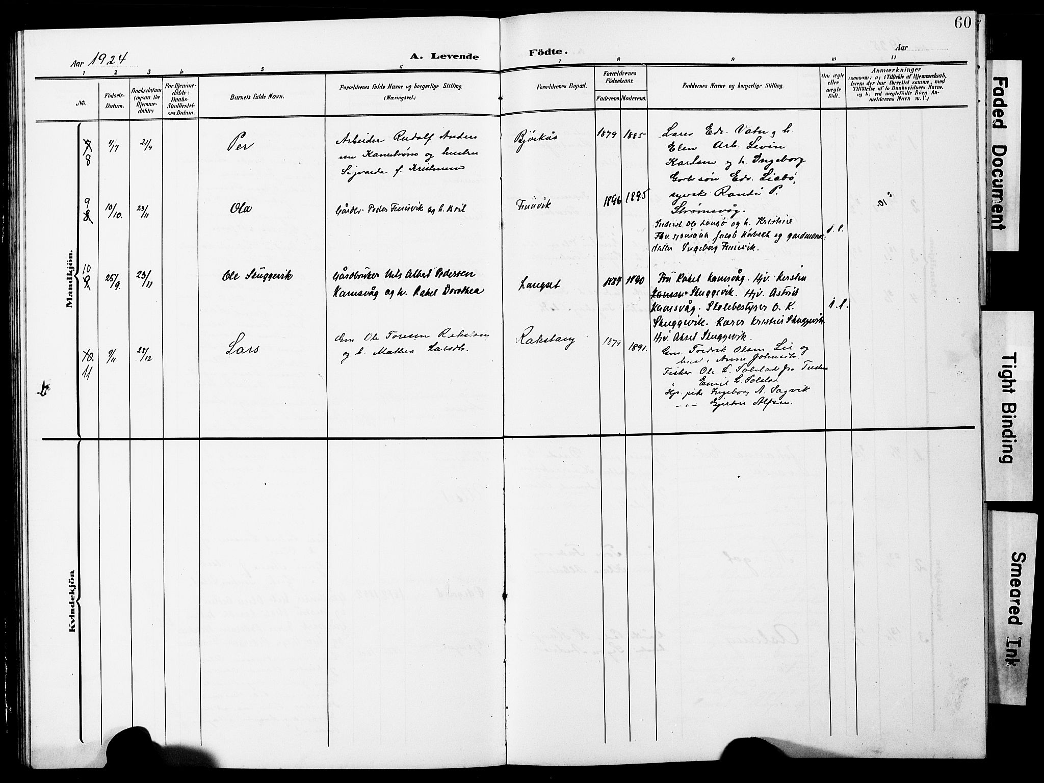 Ministerialprotokoller, klokkerbøker og fødselsregistre - Møre og Romsdal, AV/SAT-A-1454/587/L1001: Klokkerbok nr. 587C01, 1906-1927, s. 60