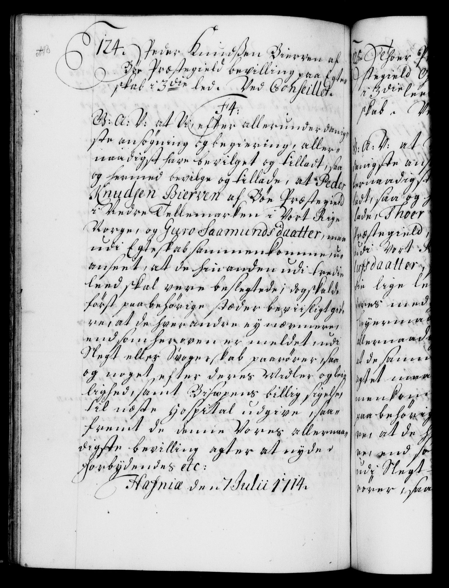 Danske Kanselli 1572-1799, RA/EA-3023/F/Fc/Fca/Fcaa/L0021: Norske registre, 1712-1715, s. 310b