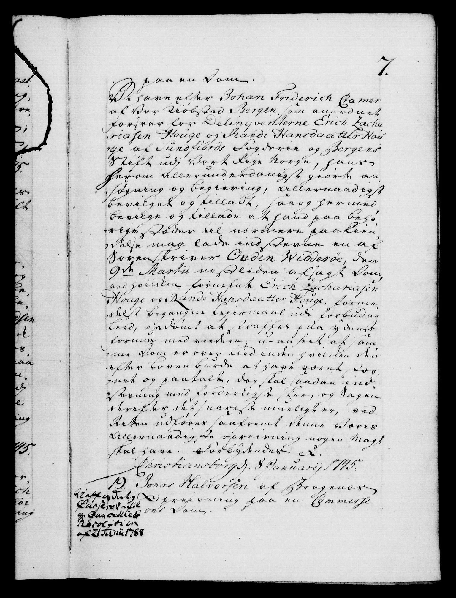 Danske Kanselli 1572-1799, AV/RA-EA-3023/F/Fc/Fca/Fcaa/L0034: Norske registre, 1745-1746, s. 7a